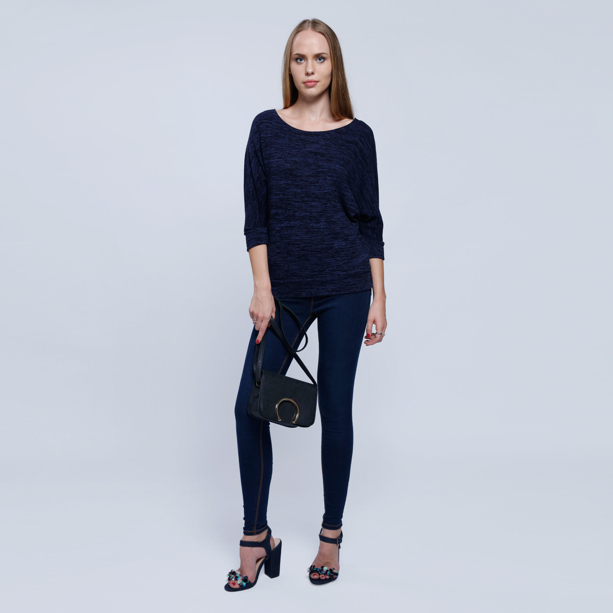 Melange Print Top with Round Neck and 3/4th Sleeves-women-clothing-cardigansandjumpers-jumpers-image-15