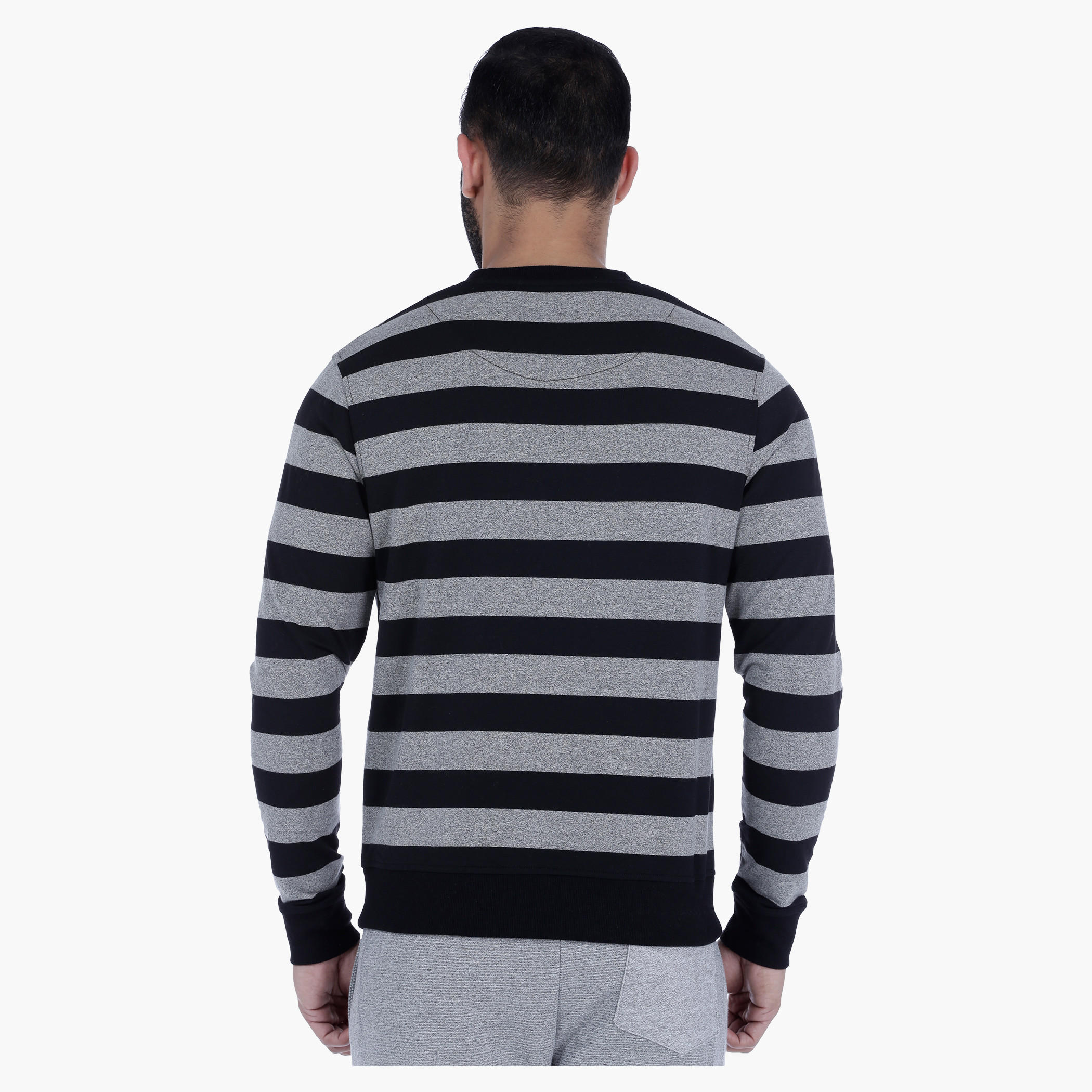 Striped Sweatshirt with Long Sleeves-men-winterwear-hoodiesandsweatshirts-image-2