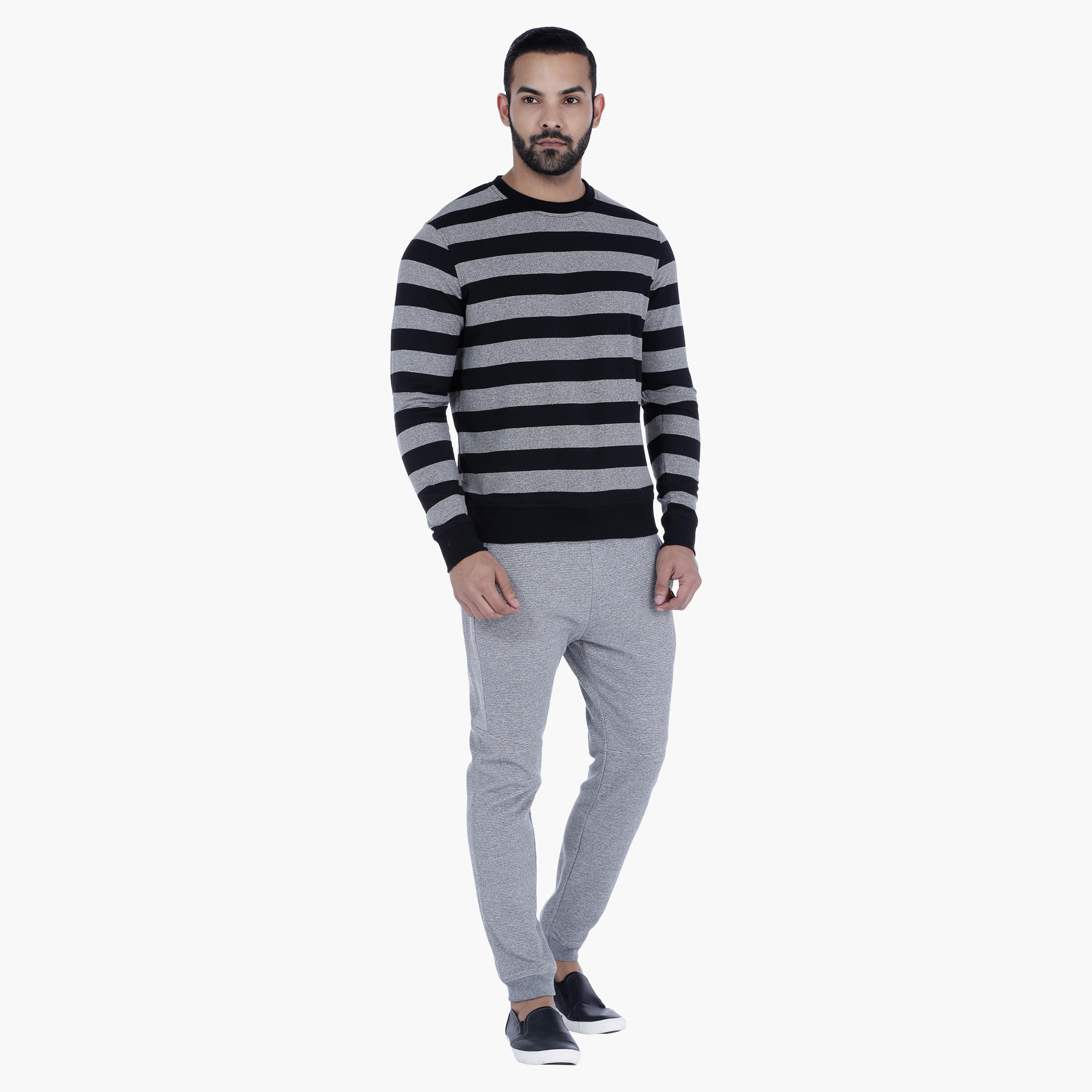 Striped Sweatshirt with Long Sleeves-men-winterwear-hoodiesandsweatshirts-image-5