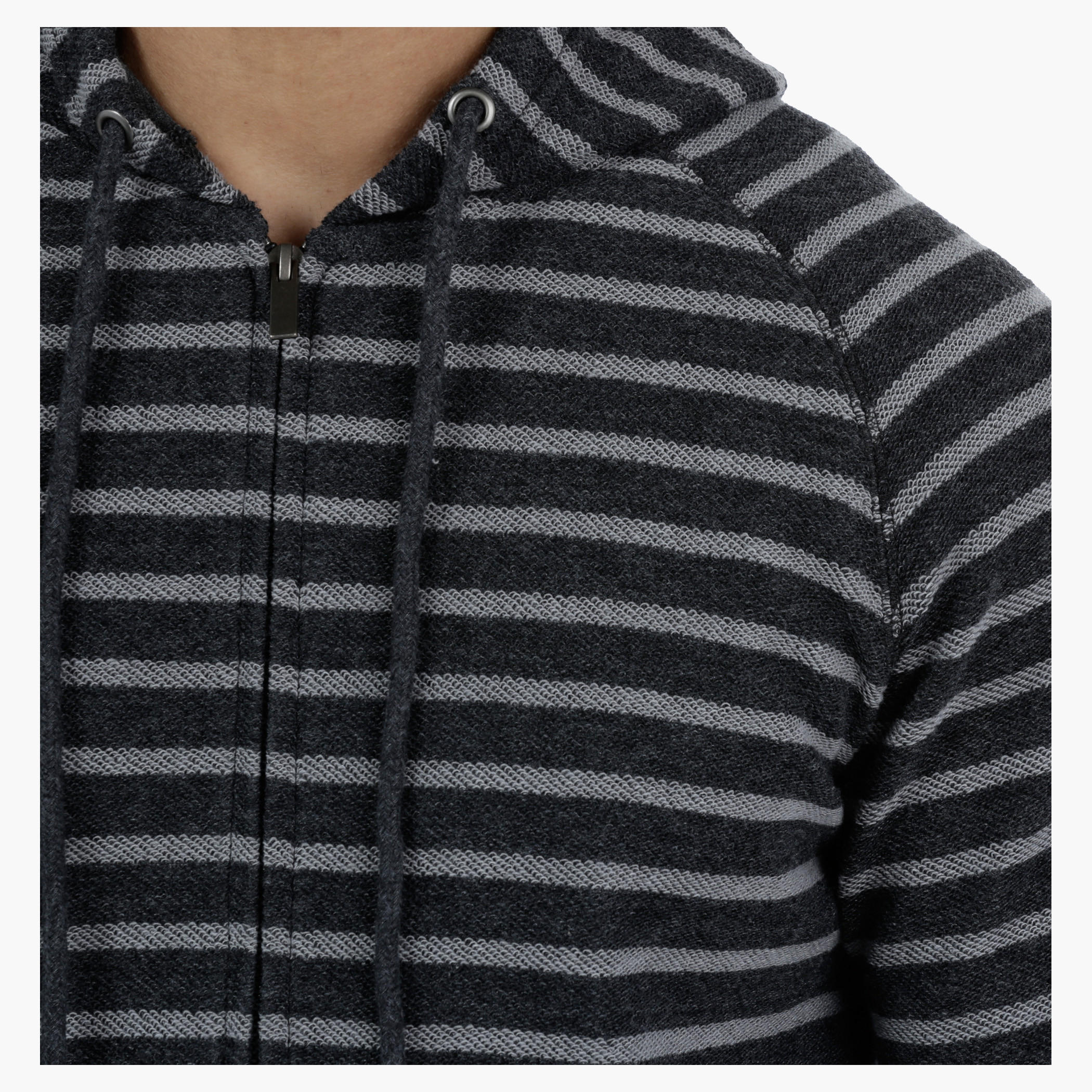 Hooded Jacket with Stripe Print and Long Sleeves in Regular Fit-men-winterwear-hoodiesandsweatshirts-image-4