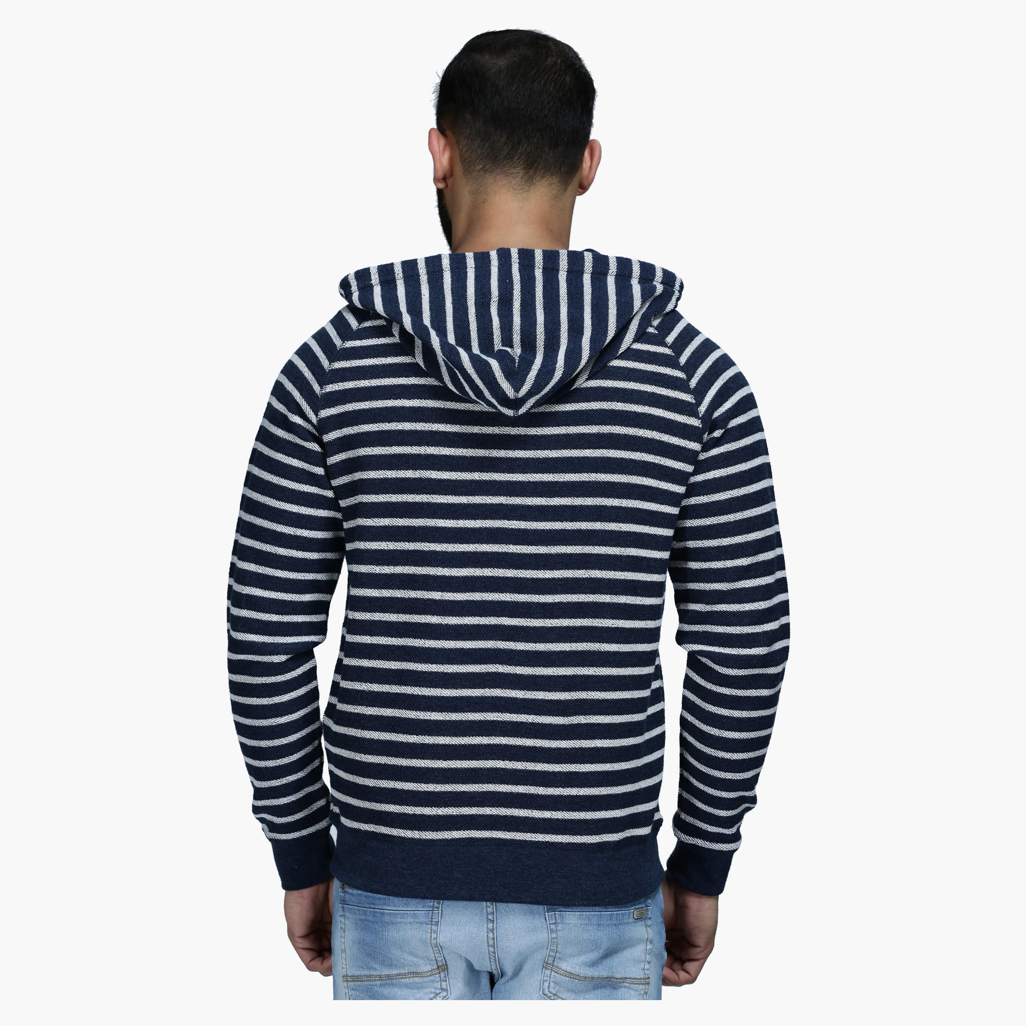 Hooded Jacket with Stripe Print and Long Sleeves in Regular Fit-men-winterwear-hoodiesandsweatshirts-image-7
