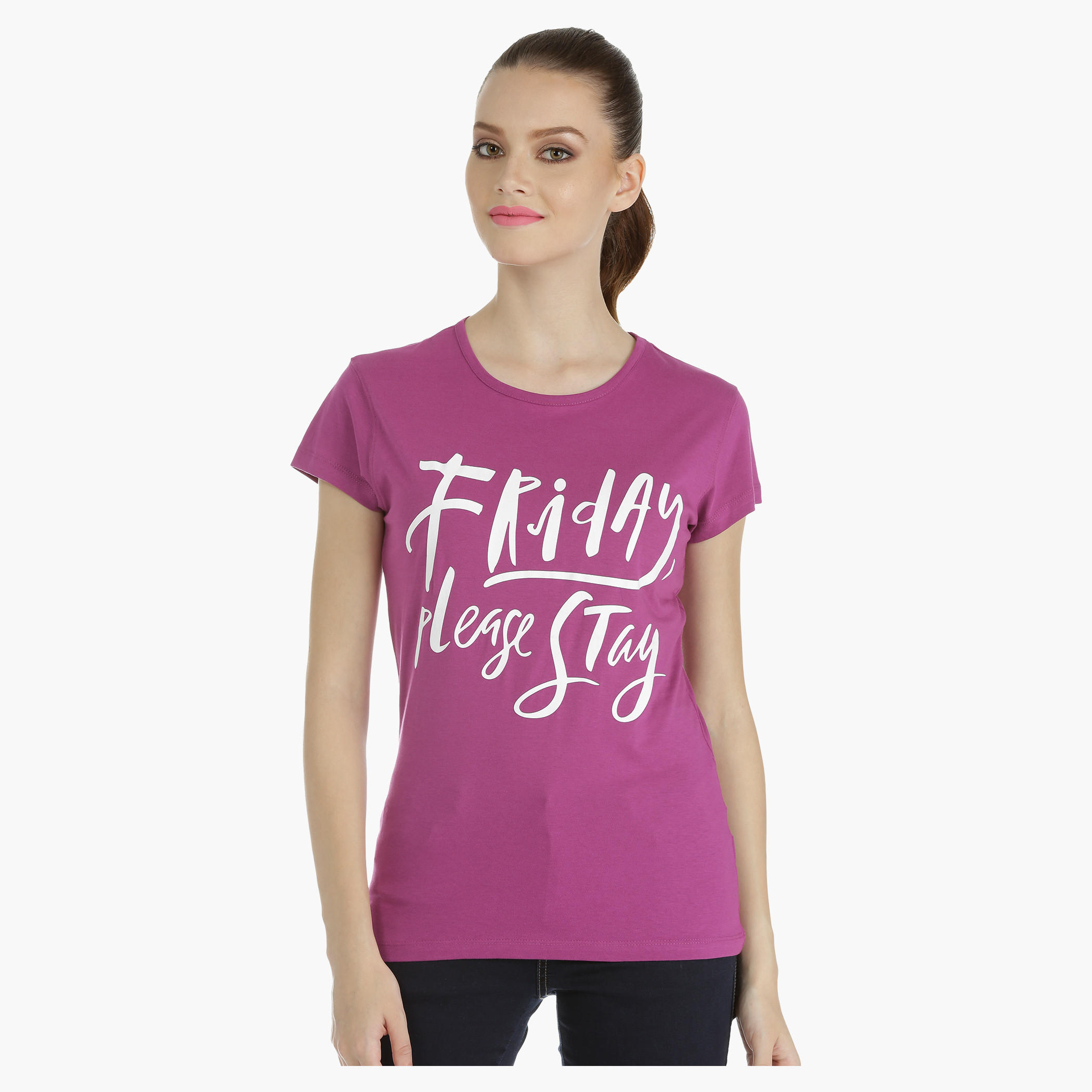Cotton Printed T-Shirt with Short Sleeves-women-clothing-tshirts-image-5
