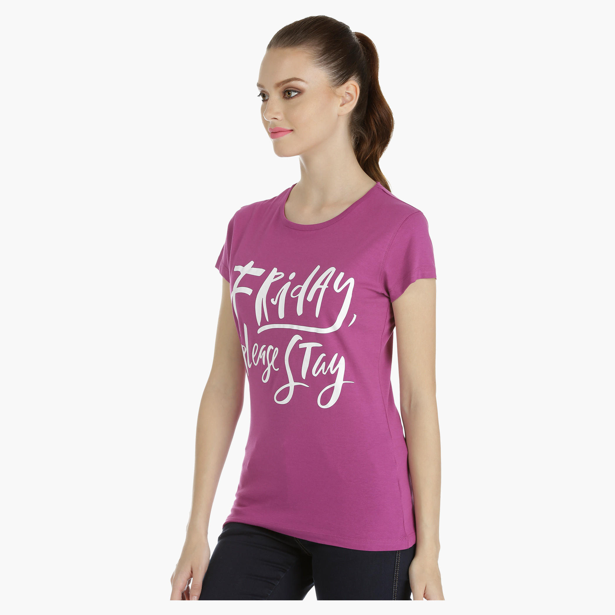 Cotton Printed T-Shirt with Short Sleeves-women-clothing-tshirts-image-3