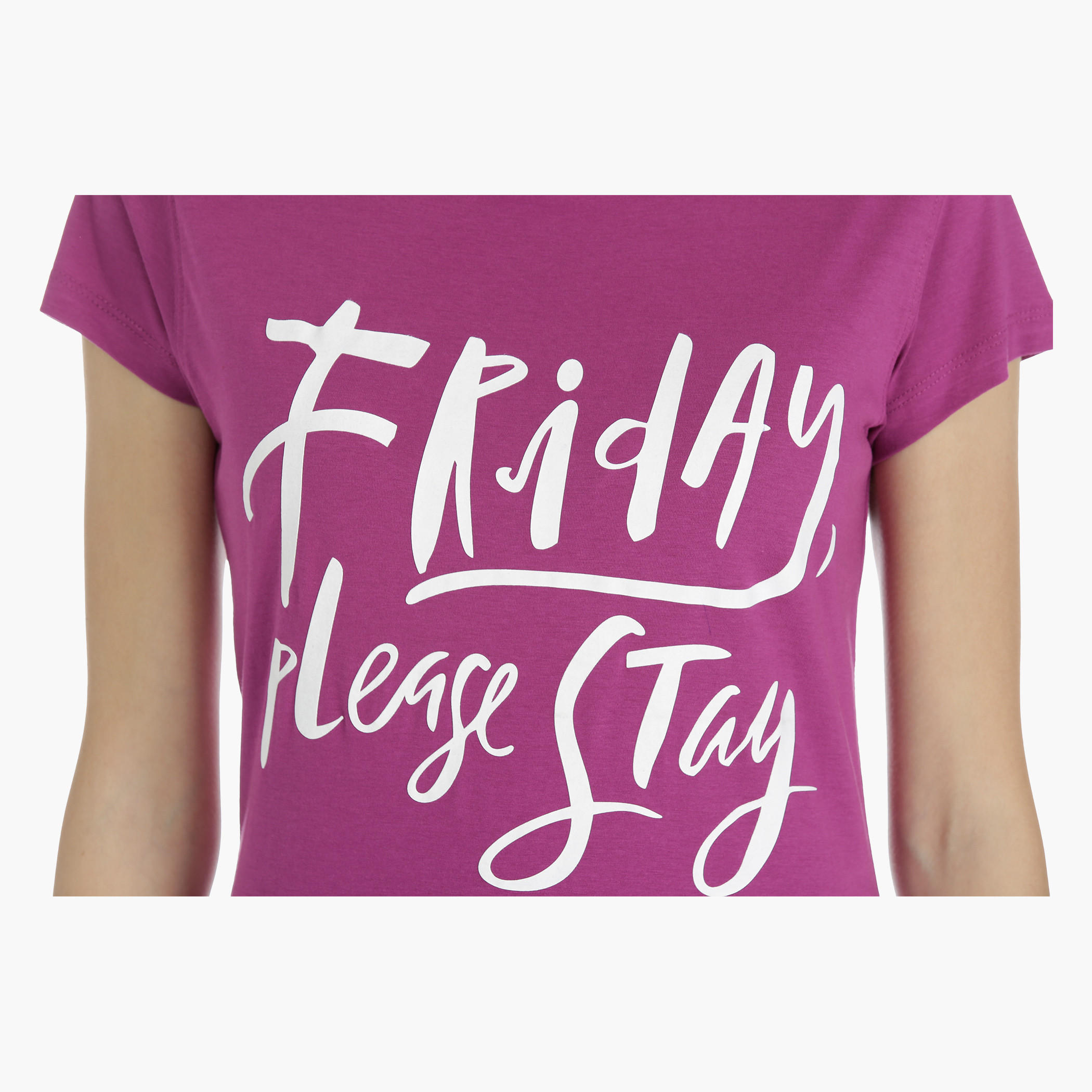 Cotton Printed T-Shirt with Short Sleeves-women-clothing-tshirts-image-2