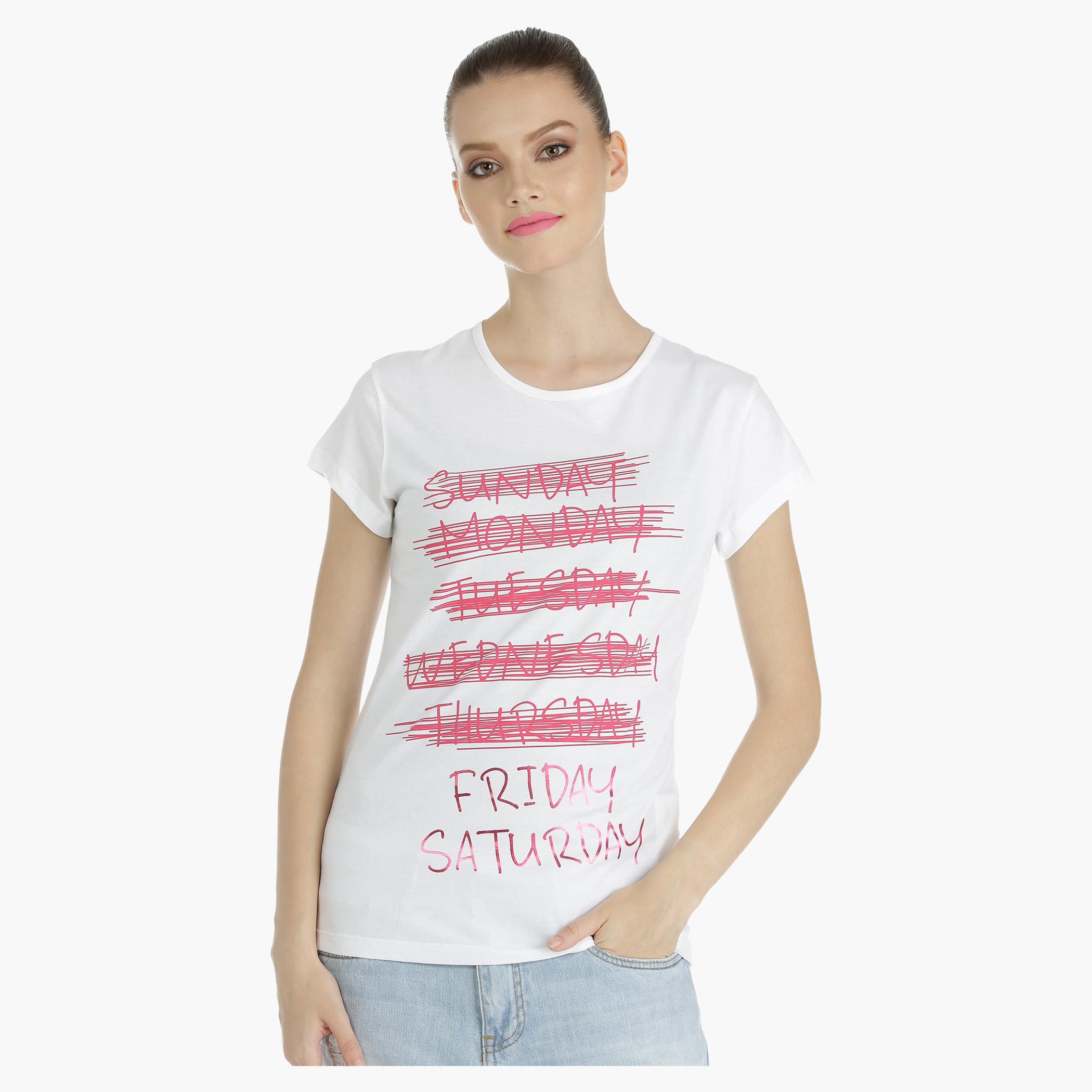 Cotton Printed T-Shirt with Short Sleeves-women-clothing-tshirts-image-1