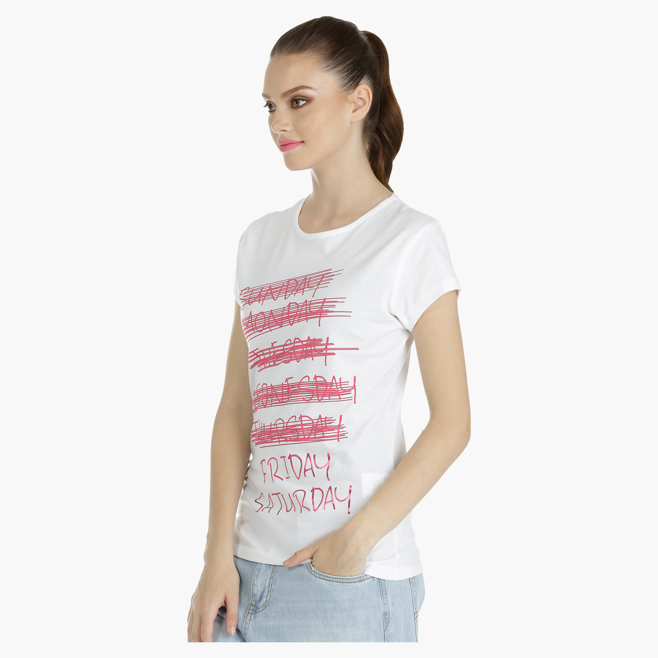 Cotton Printed T-Shirt with Short Sleeves-women-clothing-tshirts-image-3