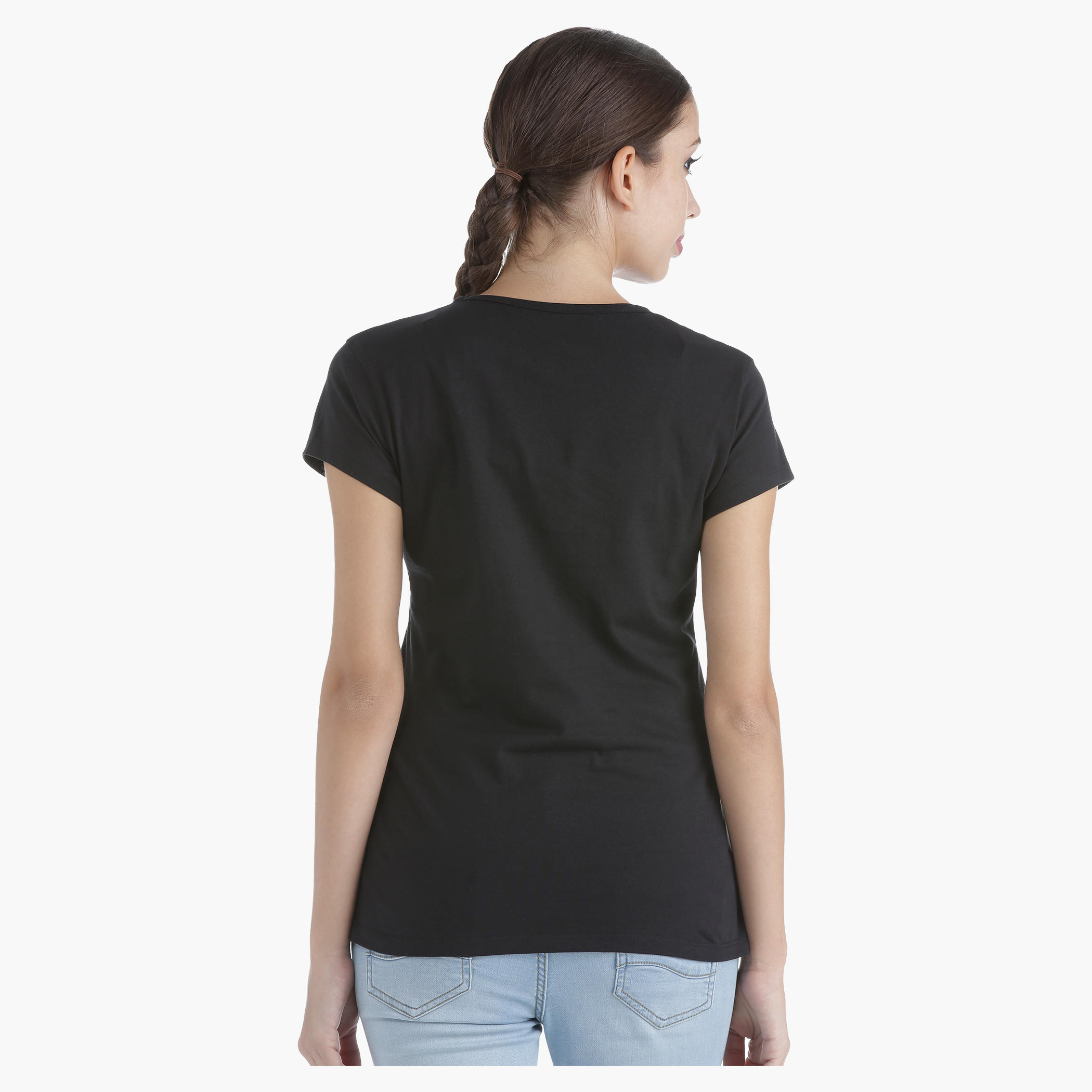 Printed Cotton T-Shirt with Round Neck and Short Sleeves in Regular Fit-women-clothing-tshirts-image-2