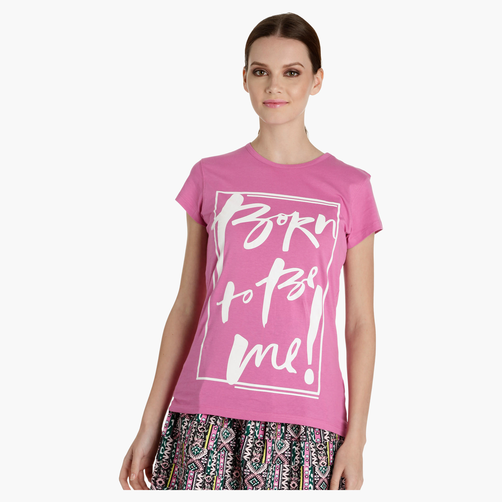 Cotton Printed T-Shirt with Round Neck and Short Sleeves-women-clothing-tshirts-image-1