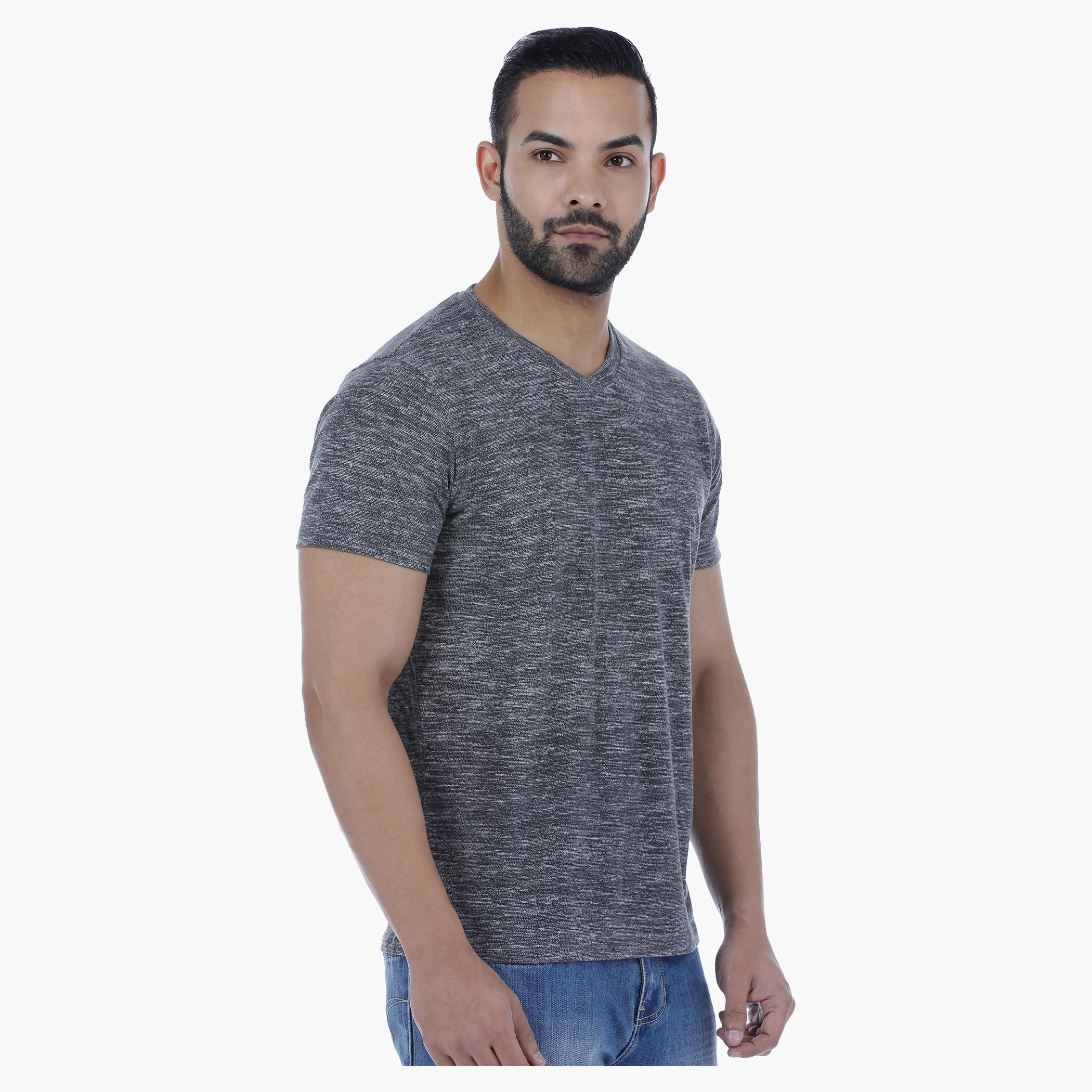 Printed T-Shirt with V-Neck and Short Sleeves-men-clothing-tshirtsandpolos-tshirts-image-3