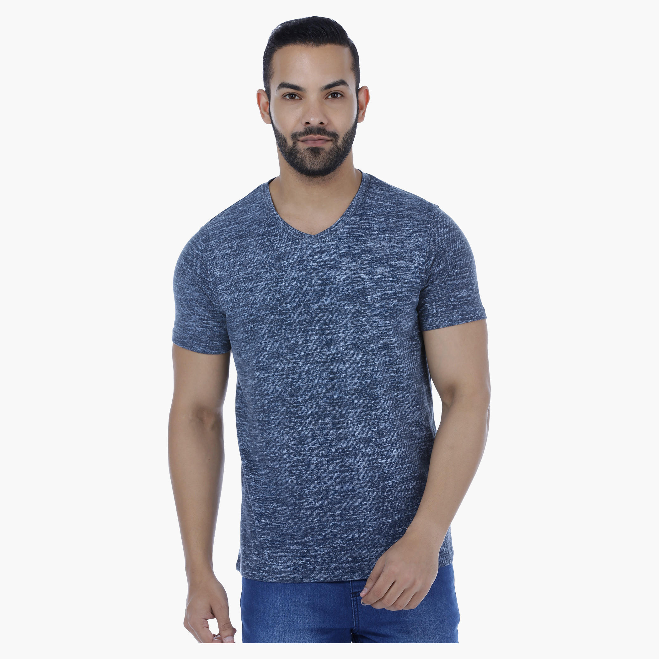 Printed T-Shirt with V-Neck and Short Sleeves-men-clothing-tshirtsandpolos-tshirts-image-6