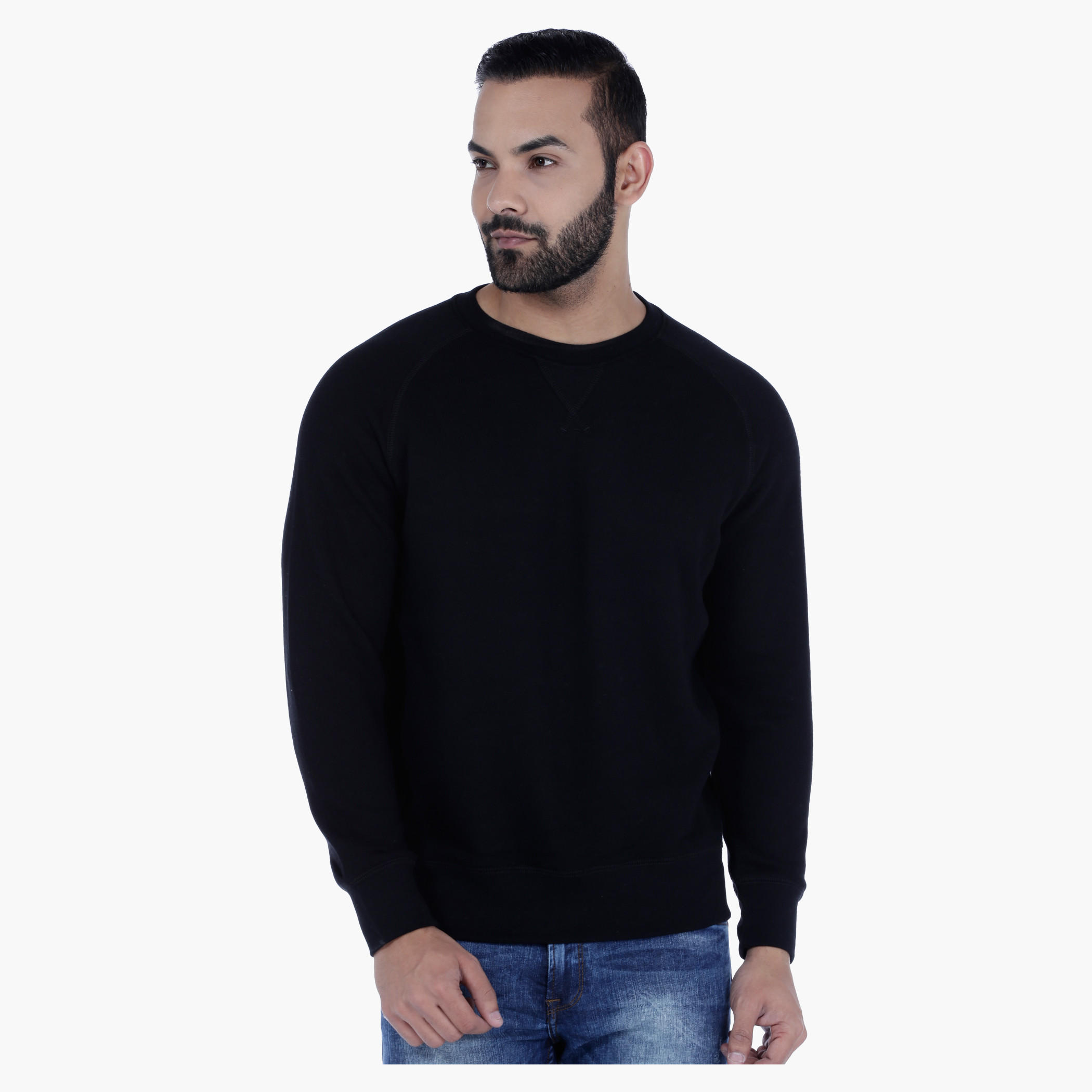 Basic Sweatshirt with Raglan Sleeves and Round Neck-men-winterwear-hoodiesandsweatshirts-image-1
