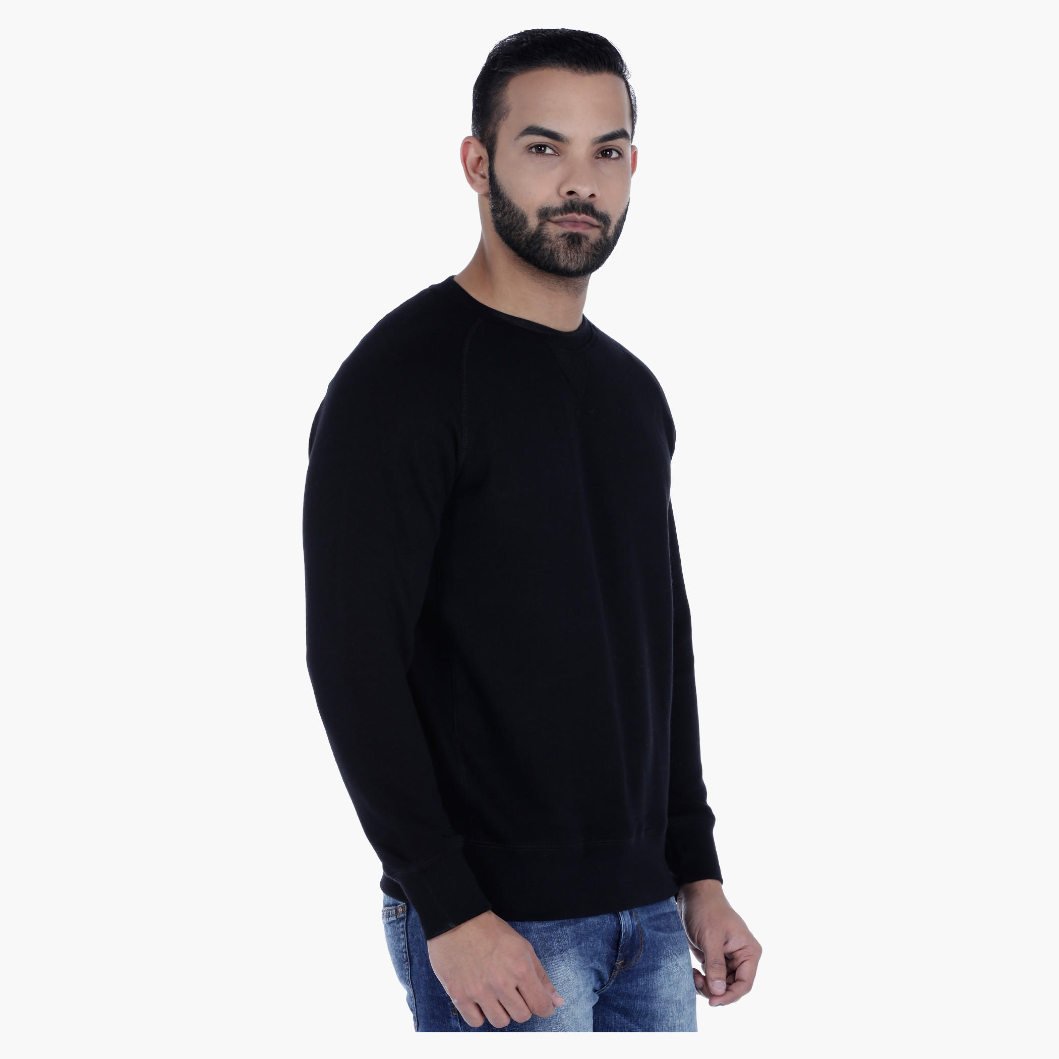 Basic Sweatshirt with Raglan Sleeves and Round Neck-men-winterwear-hoodiesandsweatshirts-image-3