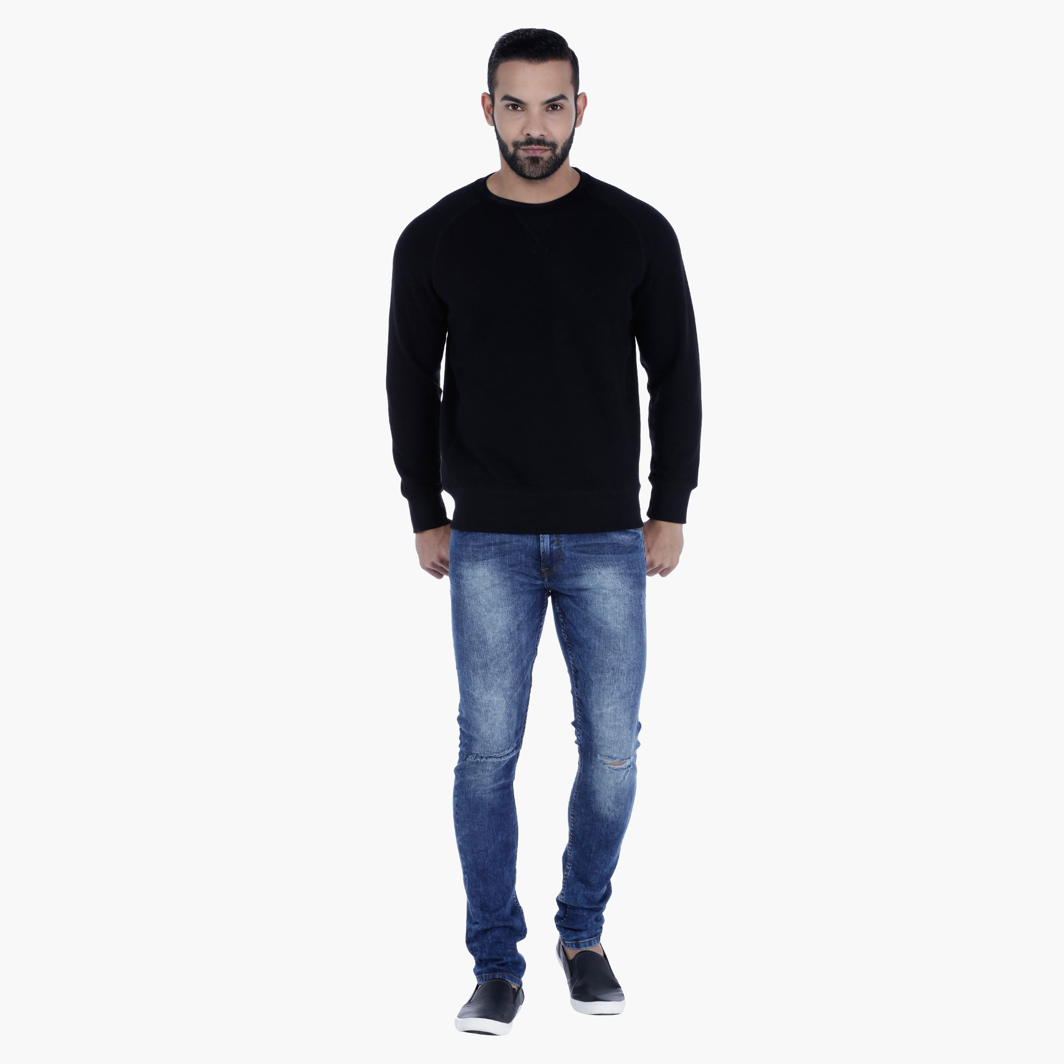 Basic Sweatshirt with Raglan Sleeves and Round Neck-men-winterwear-hoodiesandsweatshirts-image-5