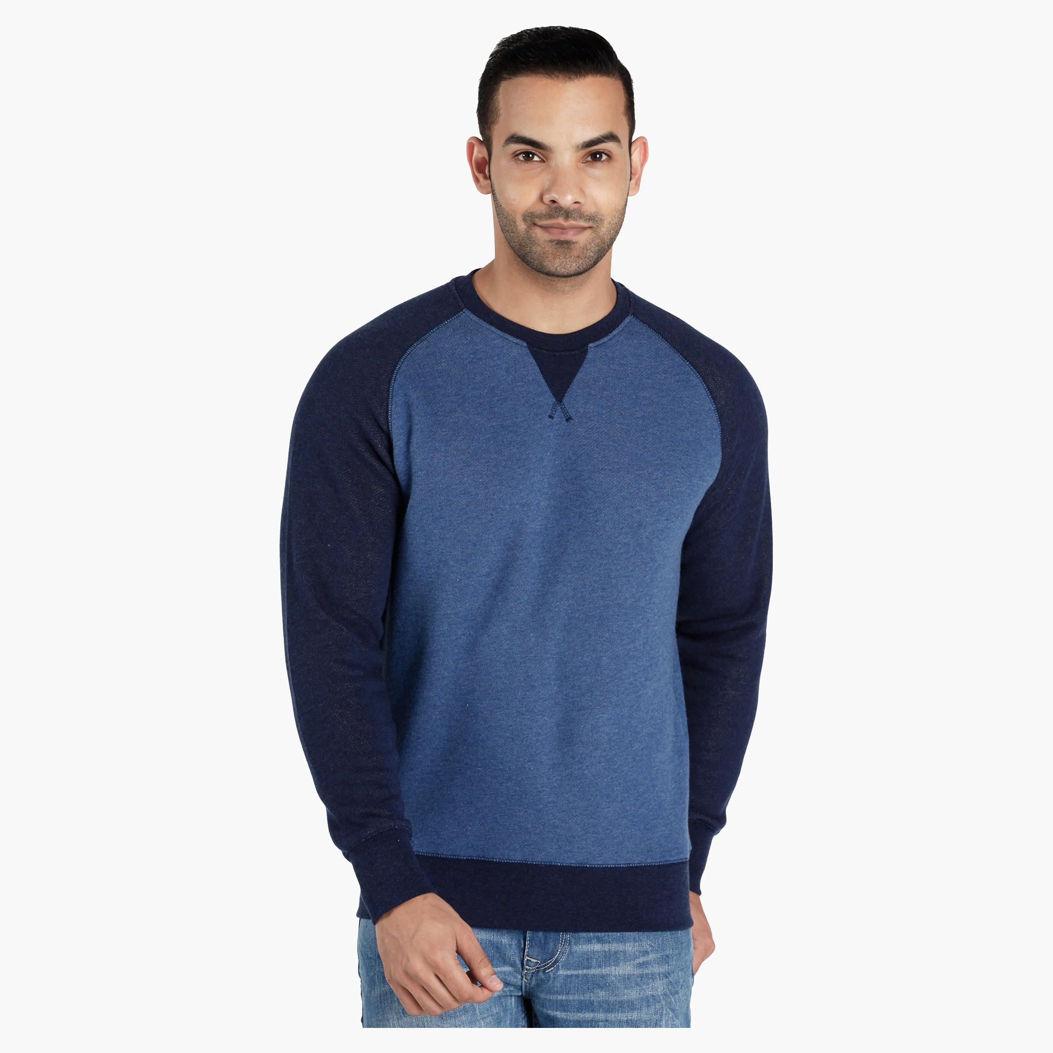 Raglan Sleeves Knitted Sweater with Round Neck-men-clothing-sweatersandpullovers-image-1