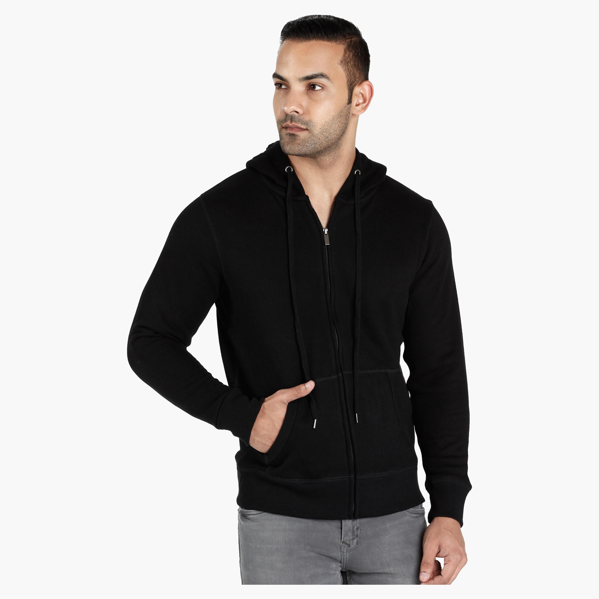 Hooded Jacket with Kangaroo Pockets-men-winterwear-hoodiesandsweatshirts-image-1