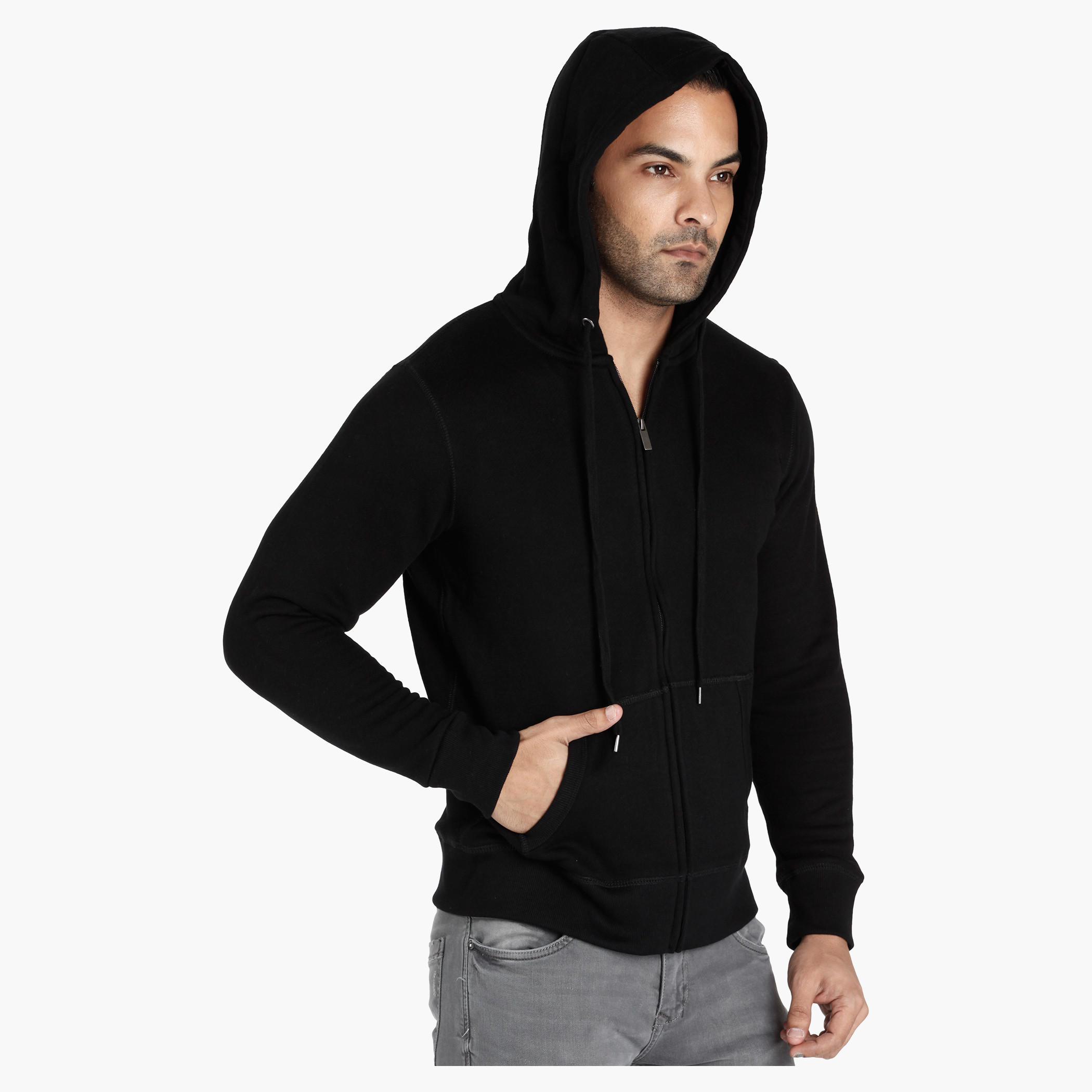 Hooded Jacket with Kangaroo Pockets-men-winterwear-hoodiesandsweatshirts-image-3