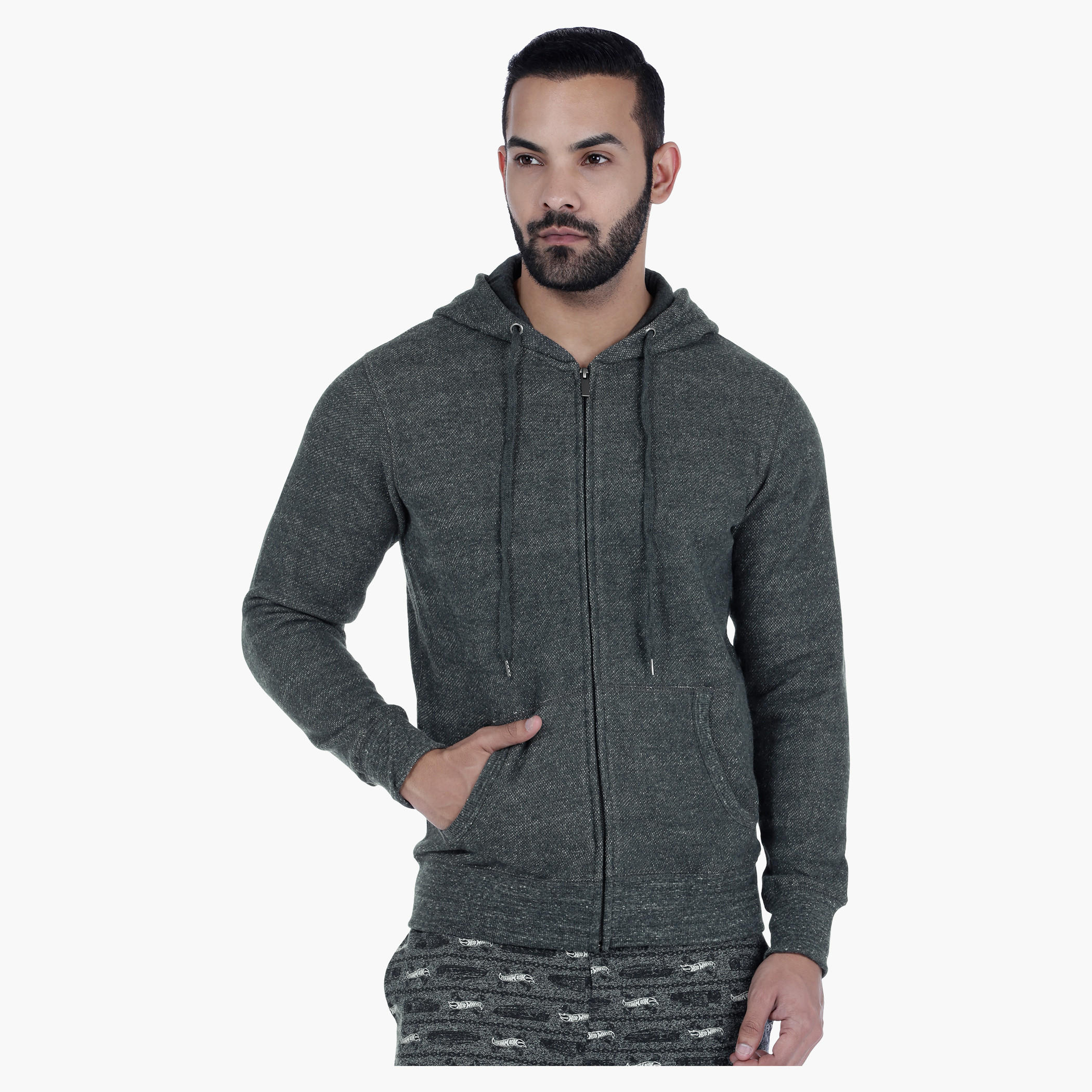 Hooded Sweat Jacket with Long Sleeves-men-winterwear-hoodiesandsweatshirts-image-1