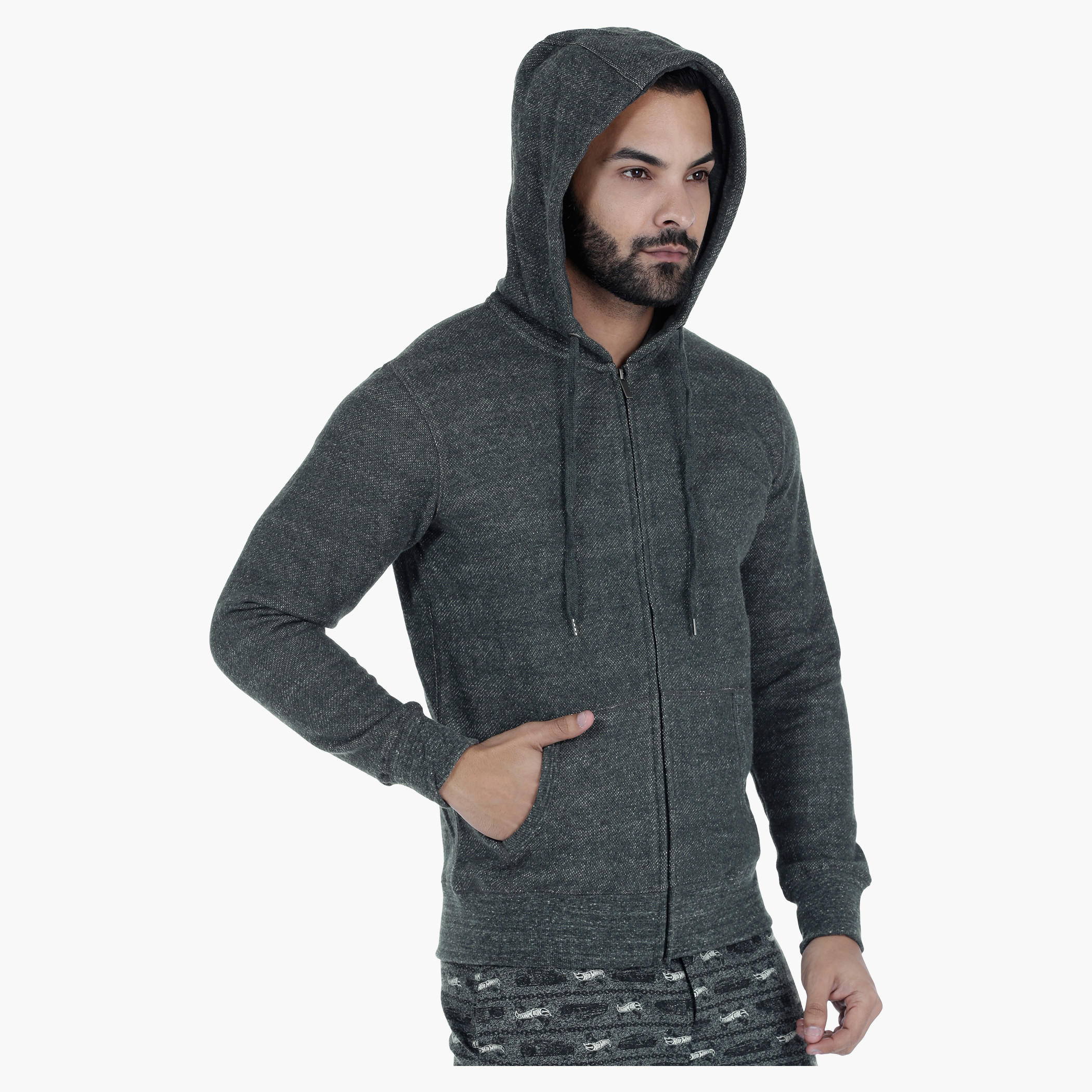 Hooded Sweat Jacket with Long Sleeves-men-winterwear-hoodiesandsweatshirts-image-3