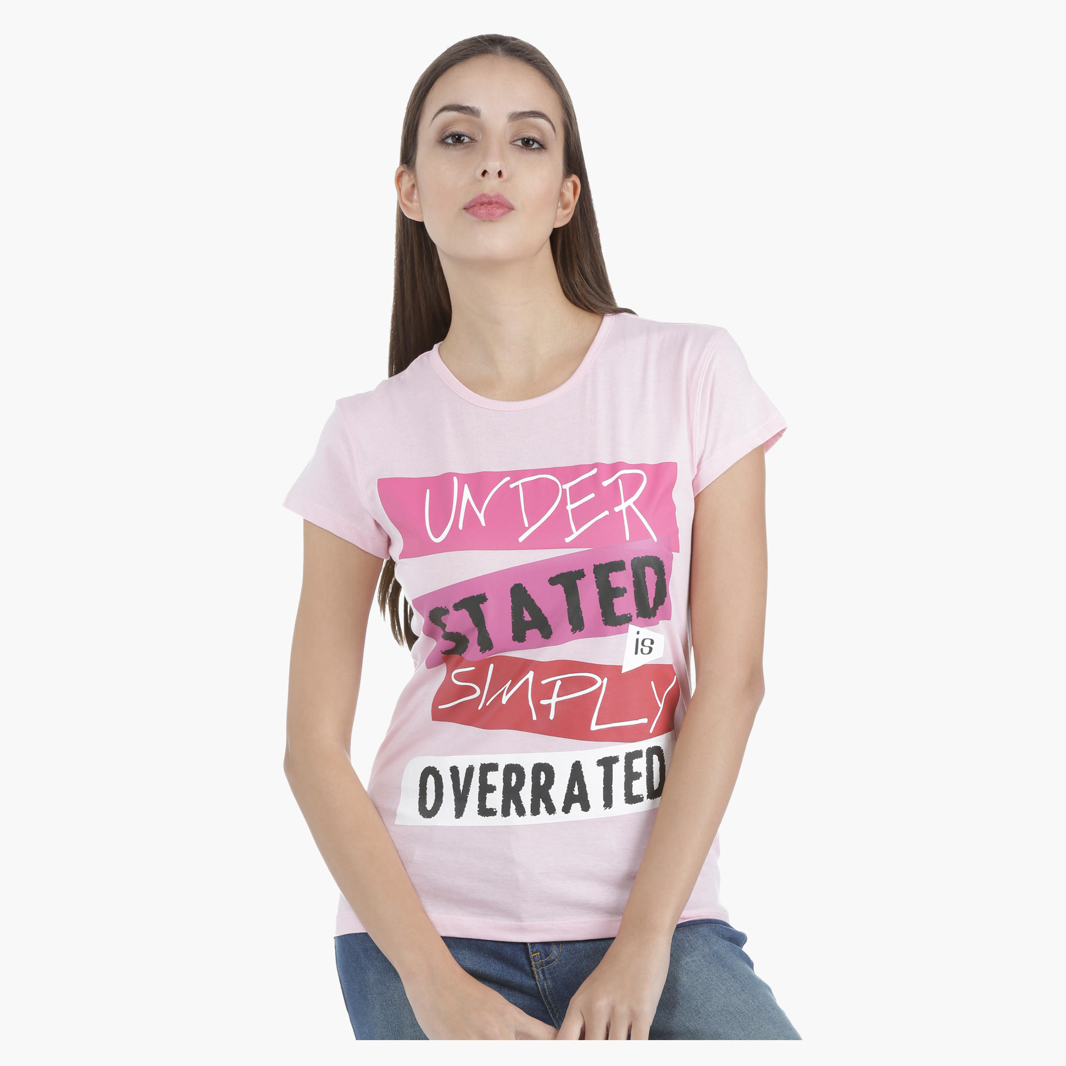 T-Shirt with Screen Print and Short Sleeves in Regular Fit-women-clothing-tshirts-image-1
