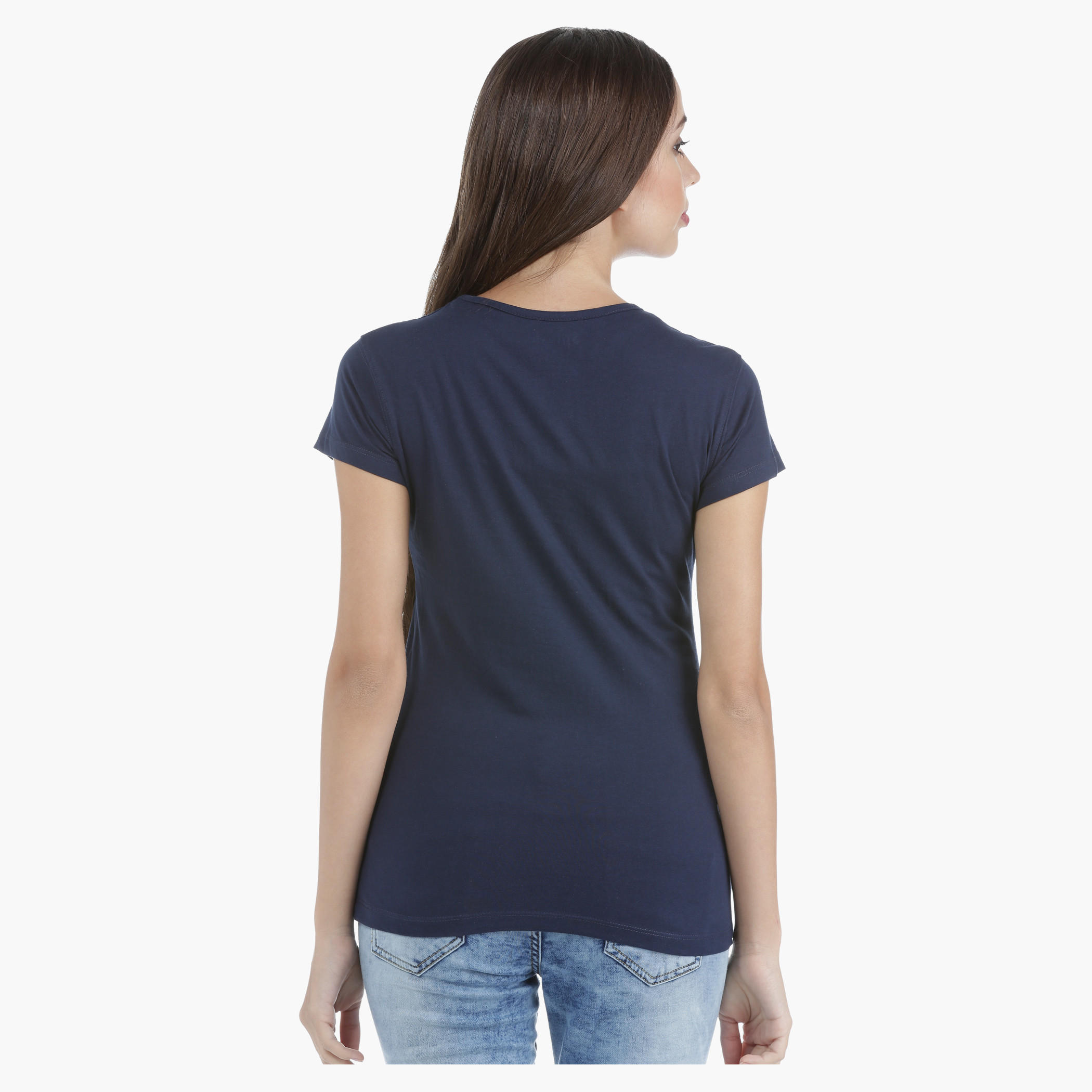 Printed Cotton T-Shirt with Round Neck and Short Sleeves in Regular Fit-women-clothing-tshirts-image-2