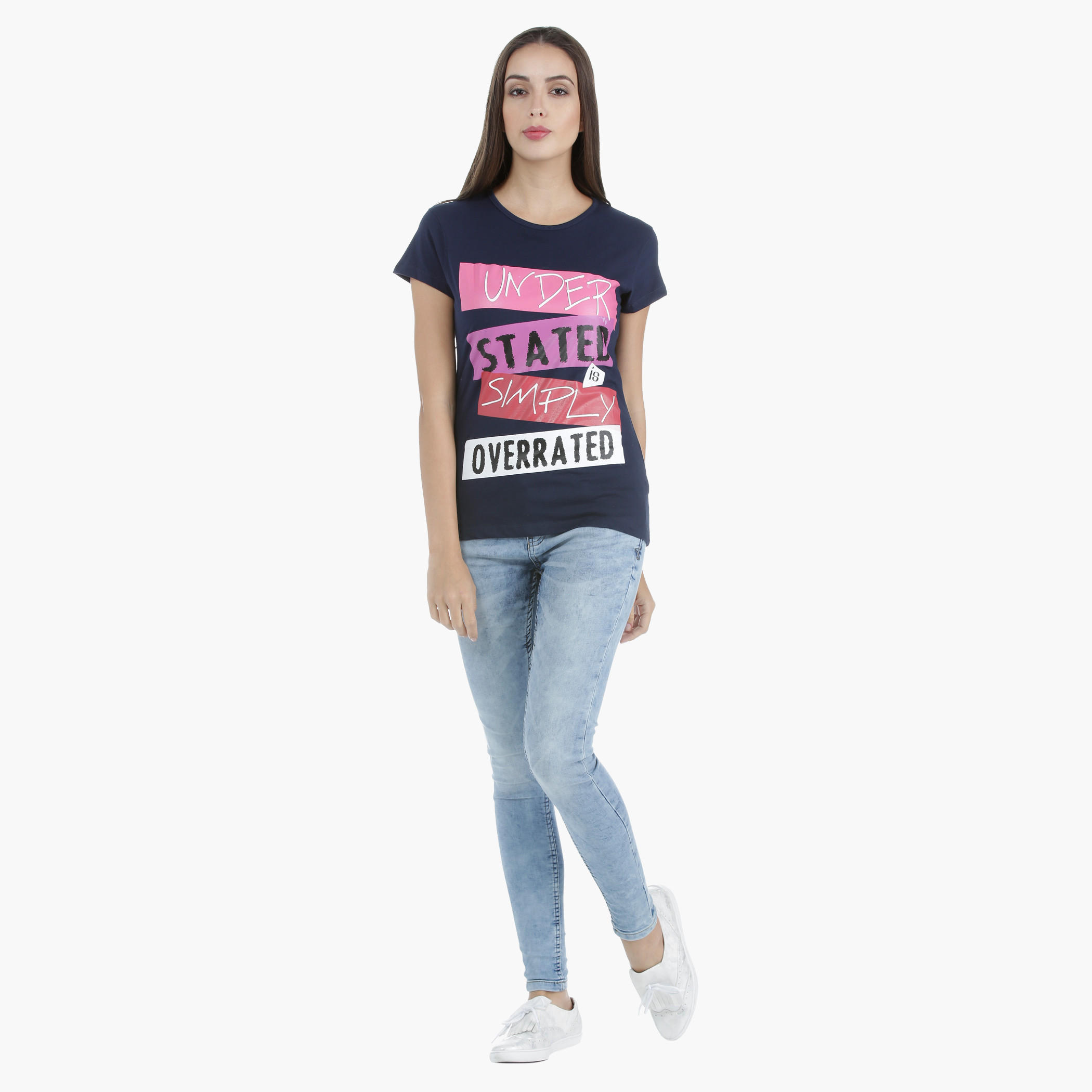 Printed Cotton T-Shirt with Round Neck and Short Sleeves in Regular Fit-women-clothing-tshirts-image-5