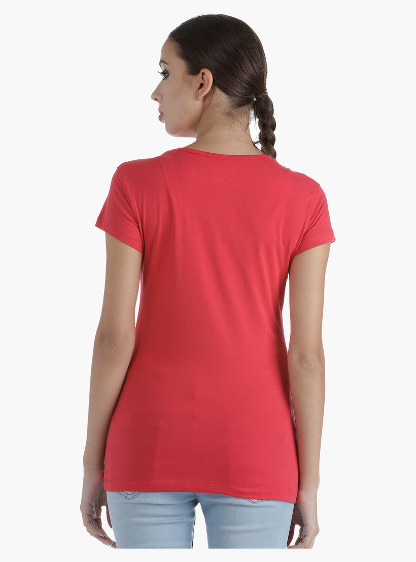 Printed Cotton T-Shirt with Round Neck and Short Sleeves in Regular Fit-women-clothing-tshirts-image-3