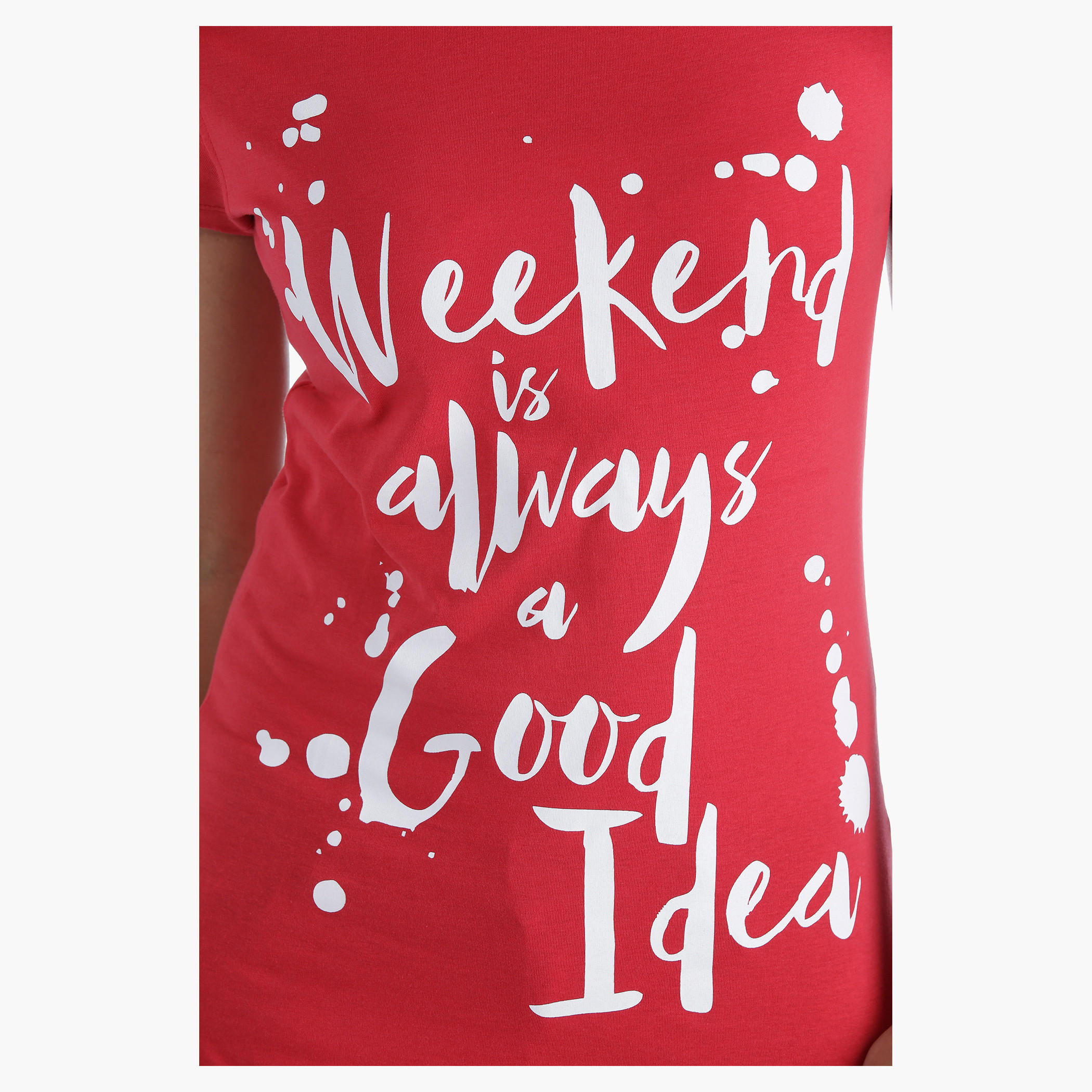 Printed Cotton T-Shirt with Round Neck and Short Sleeves in Regular Fit-women-clothing-tshirts-image-4