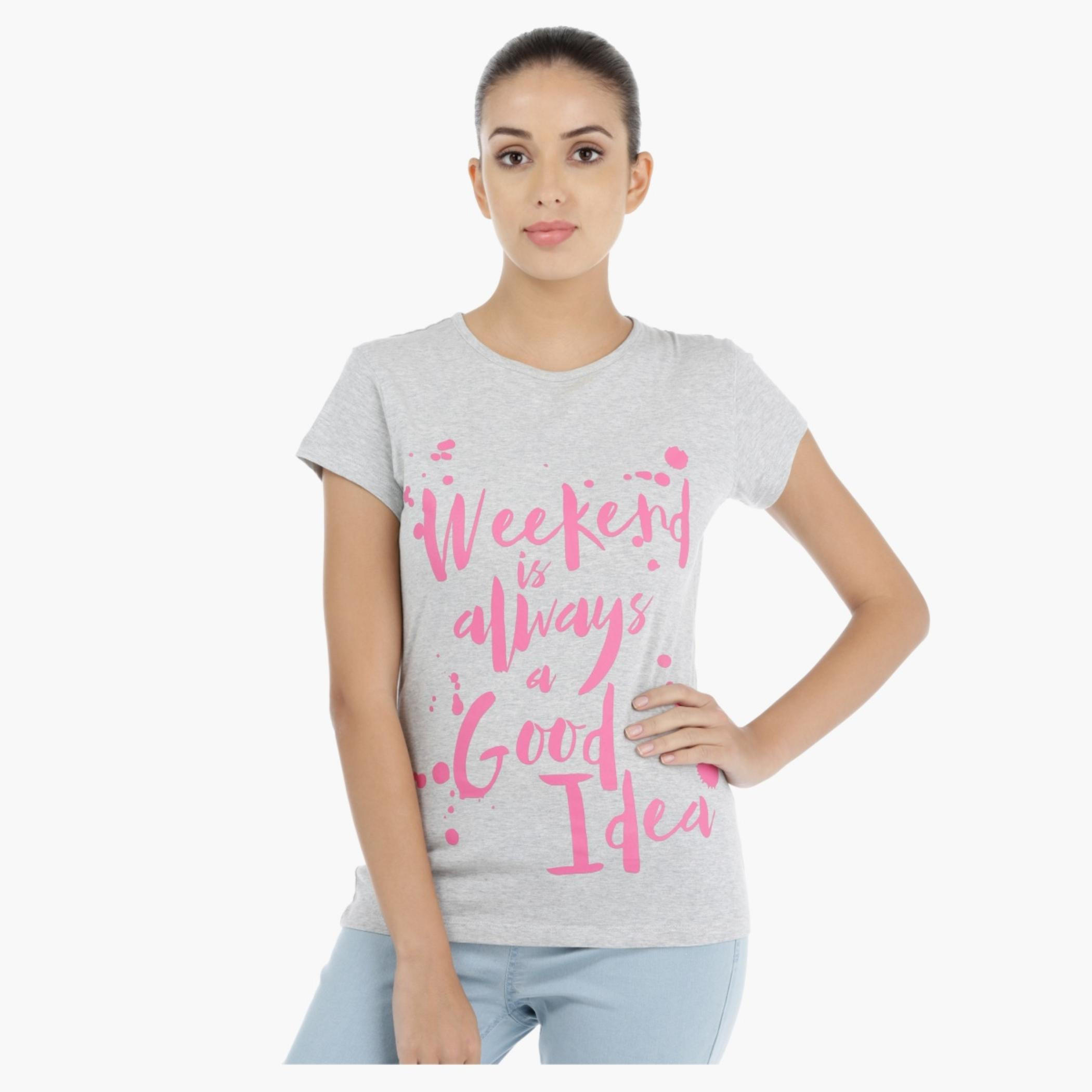 Printed T-Shirt with Short Sleeves-women-clothing-tshirts-image-1