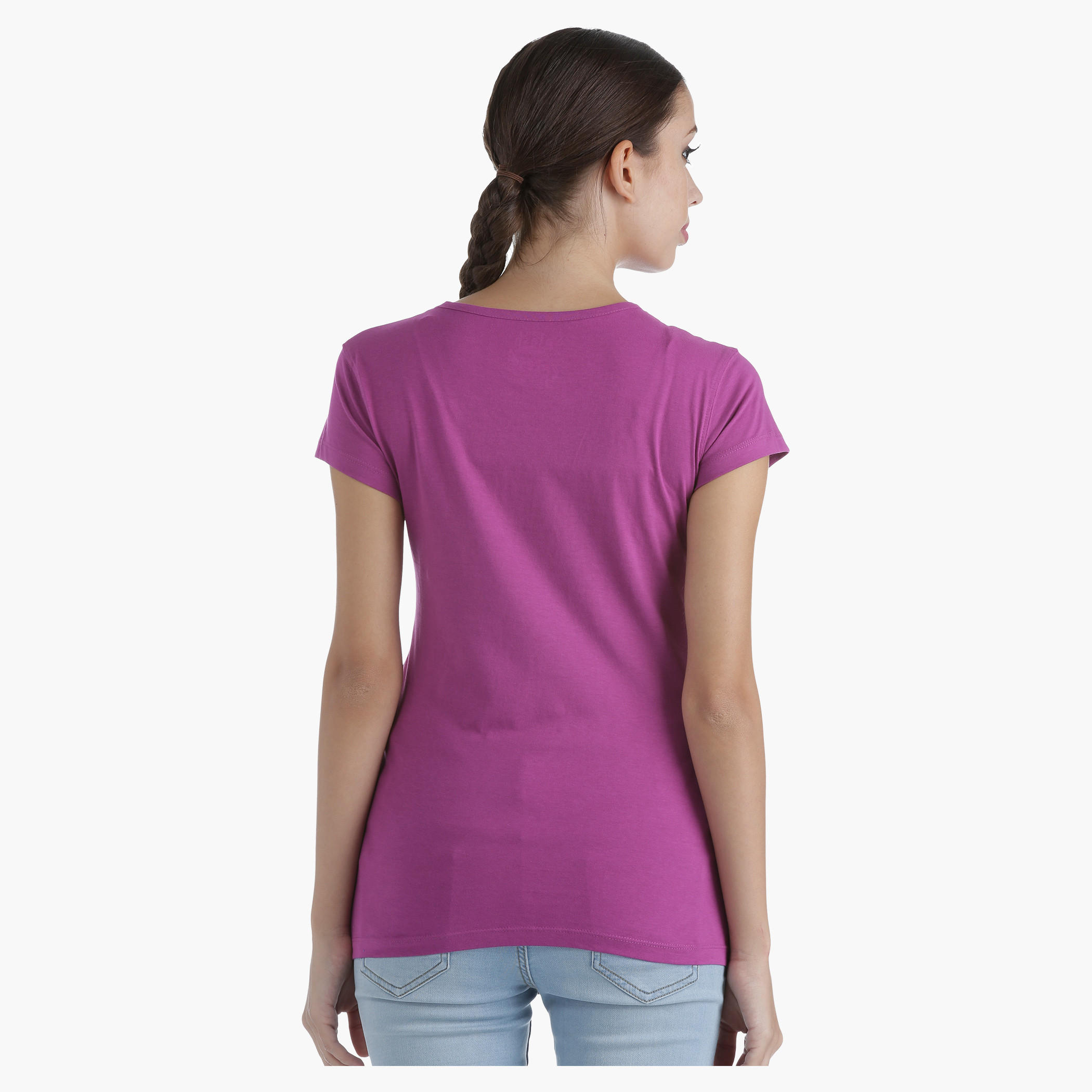 Printed Cotton T-Shirt with Round Neck and Short Sleeves in Regular Fit-women-clothing-tshirts-image-2