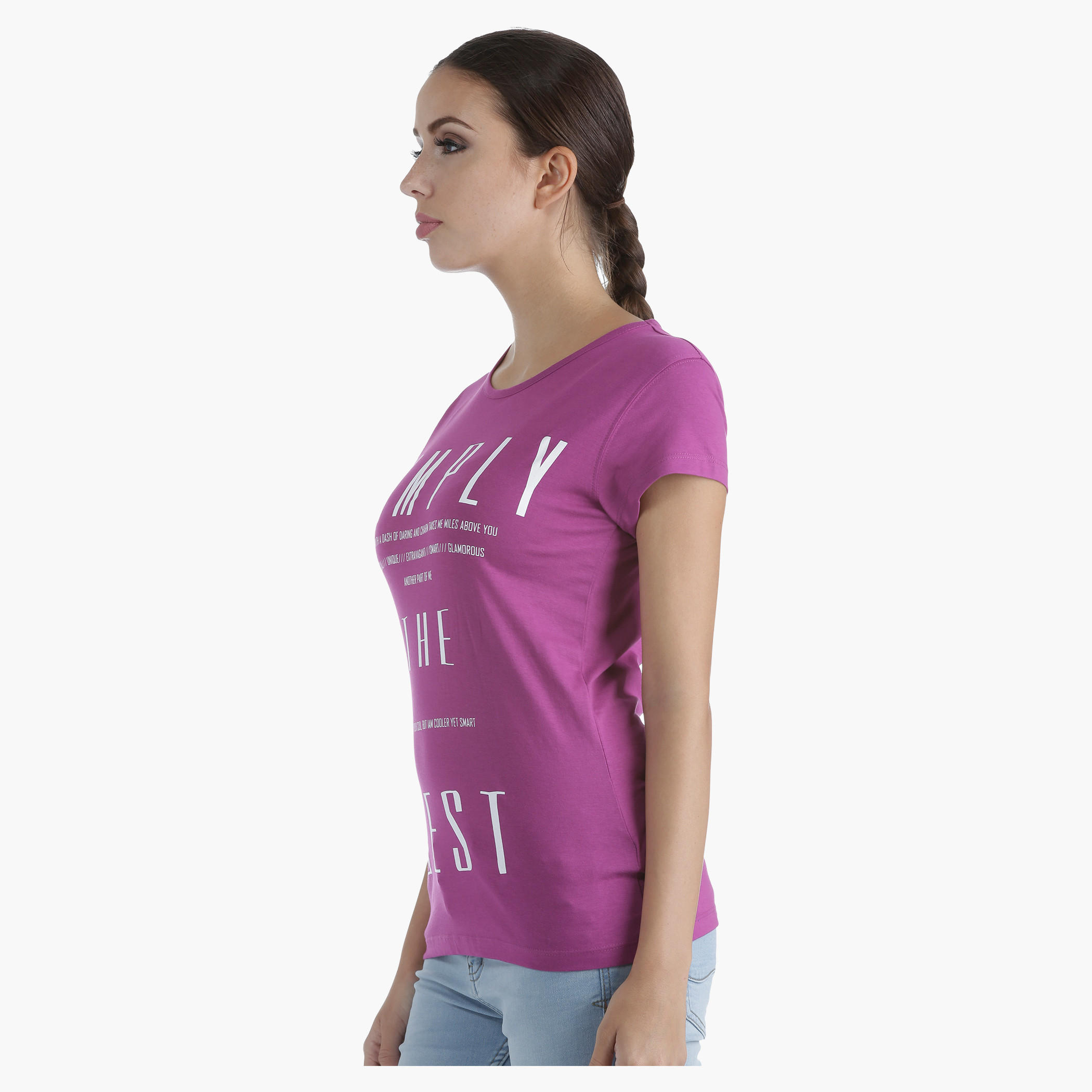 Printed Cotton T-Shirt with Round Neck and Short Sleeves in Regular Fit-women-clothing-tshirts-image-3