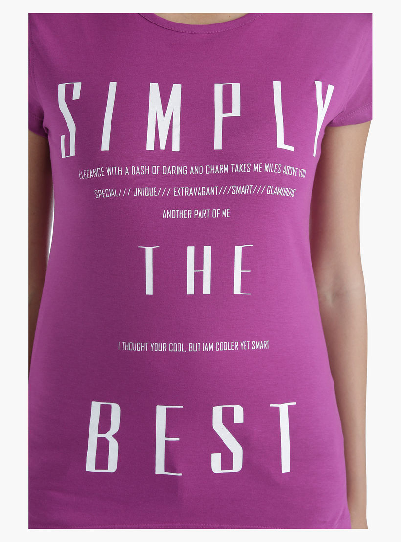 Printed Cotton T-Shirt with Round Neck and Short Sleeves in Regular Fit-women-clothing-tshirts-image-4