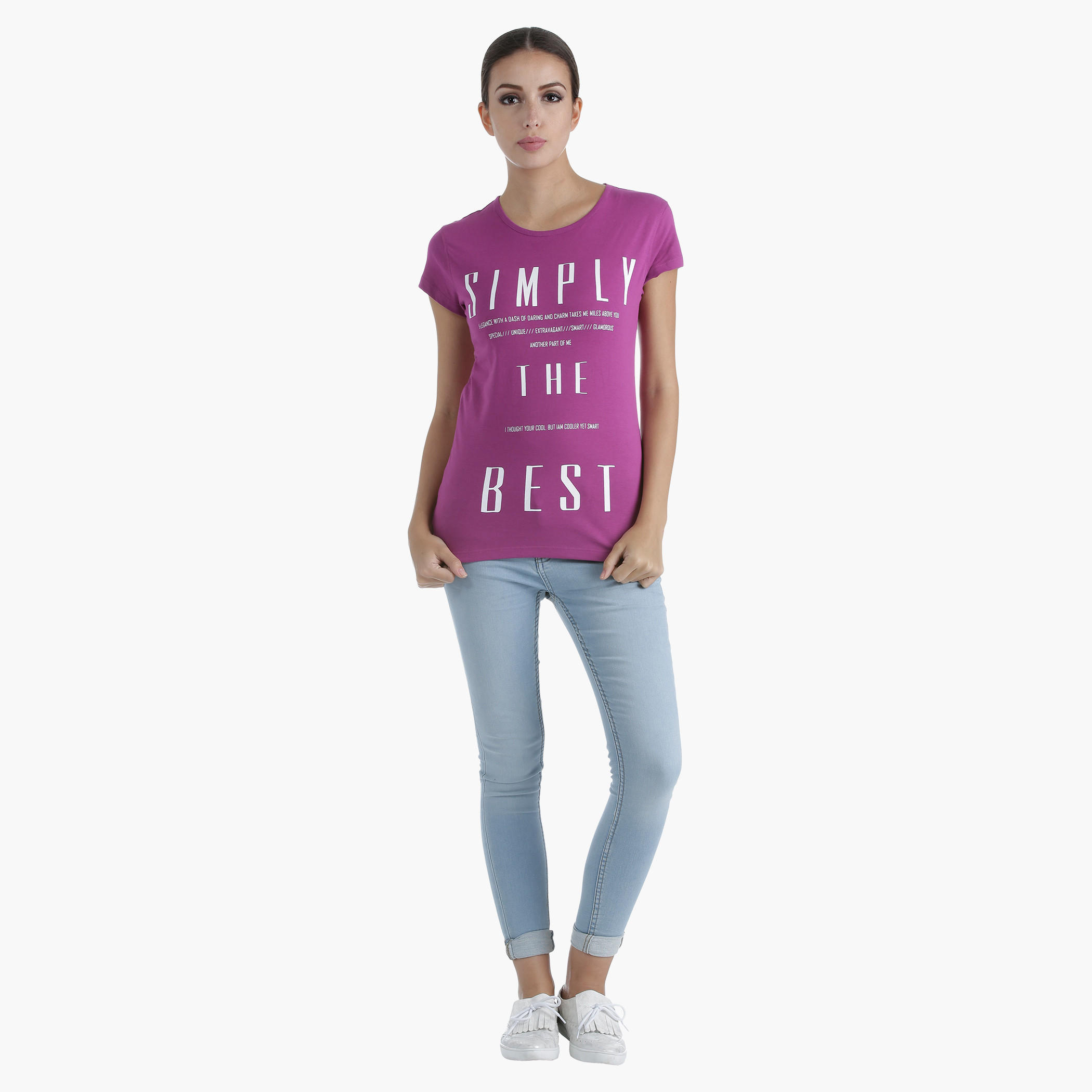 Printed Cotton T-Shirt with Round Neck and Short Sleeves in Regular Fit-women-clothing-tshirts-image-5