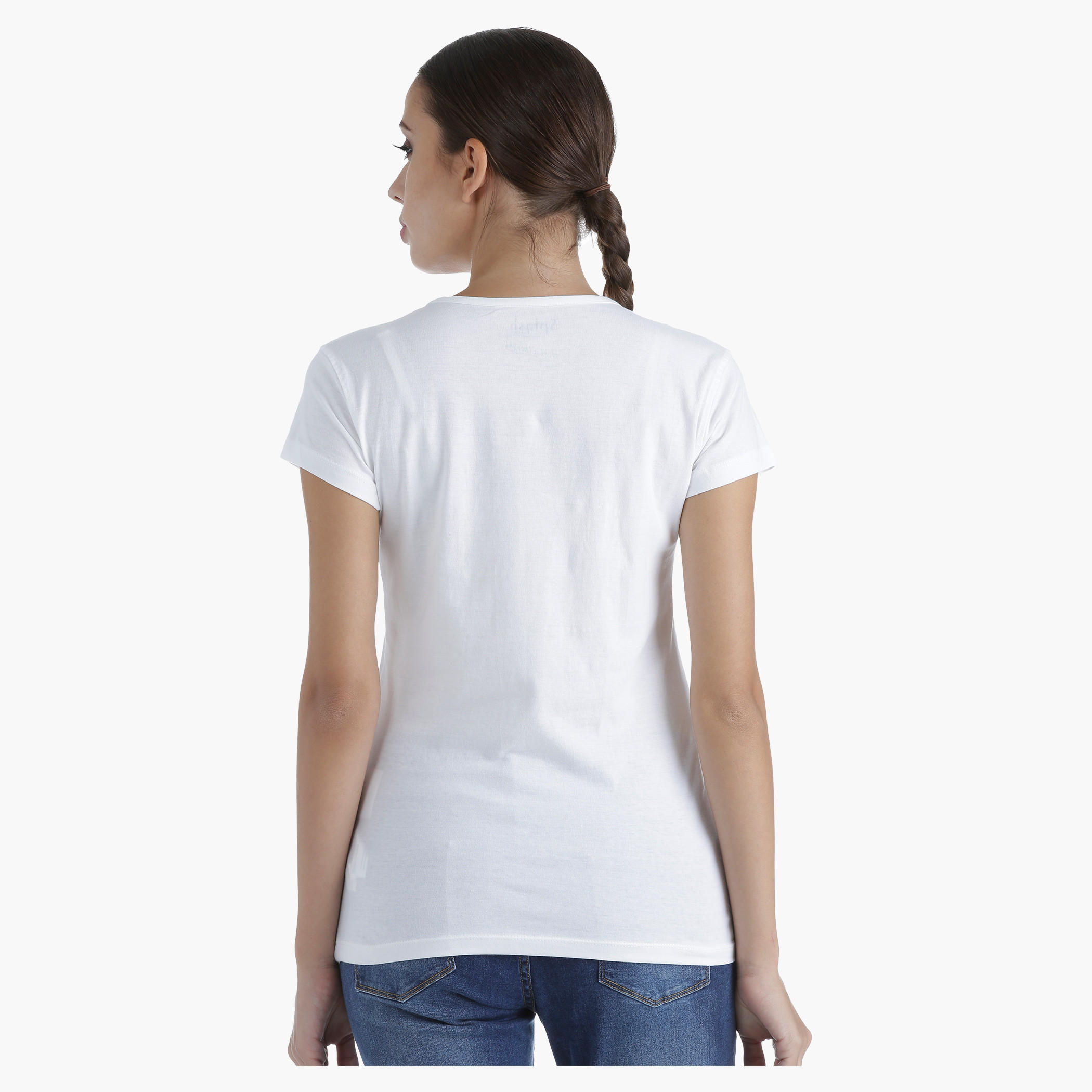 Printed Cotton T-Shirt with Round Neck and Short Sleeves in Regular Fit-women-clothing-tshirts-image-2