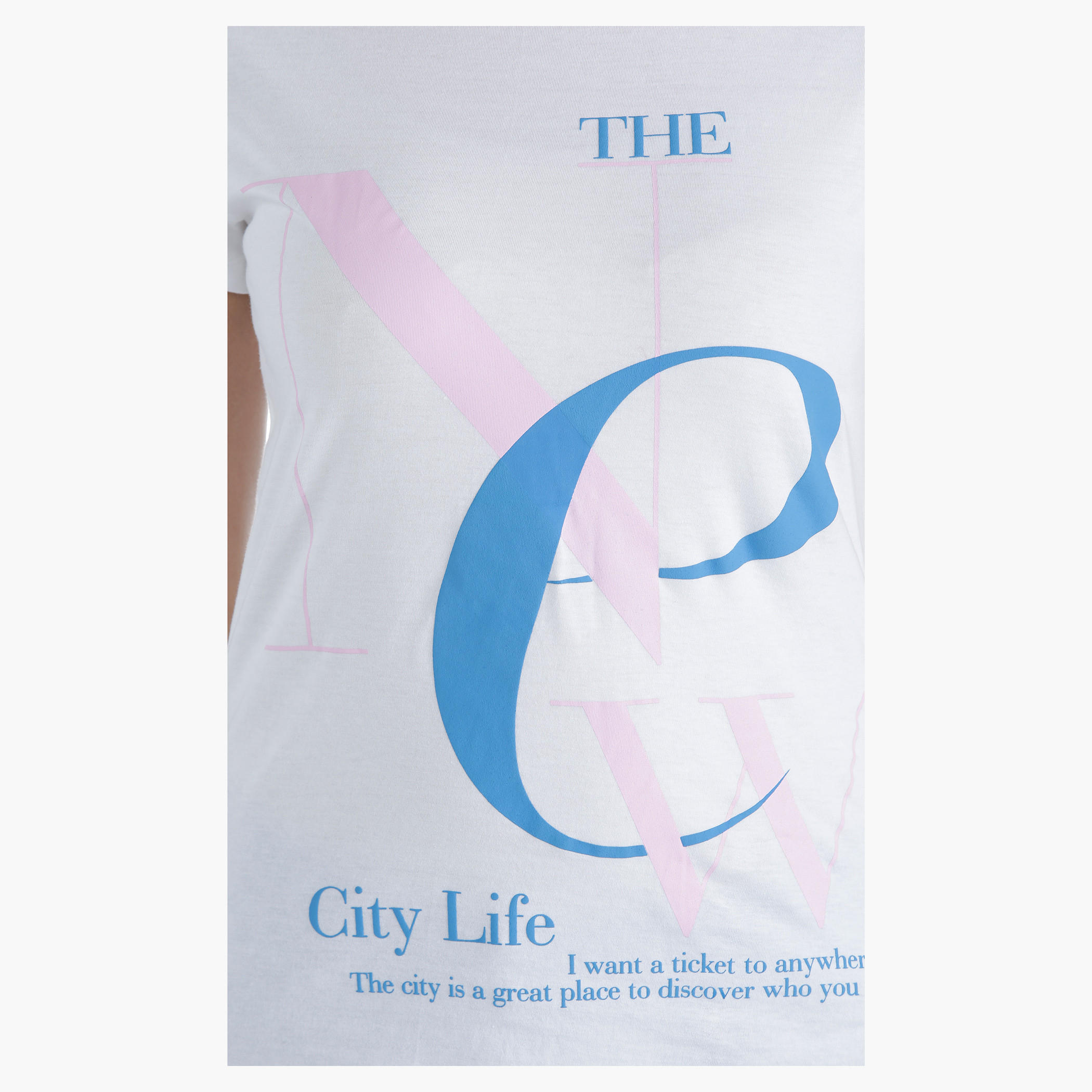 Printed Cotton T-Shirt with Round Neck and Short Sleeves in Regular Fit-women-clothing-tshirts-image-4