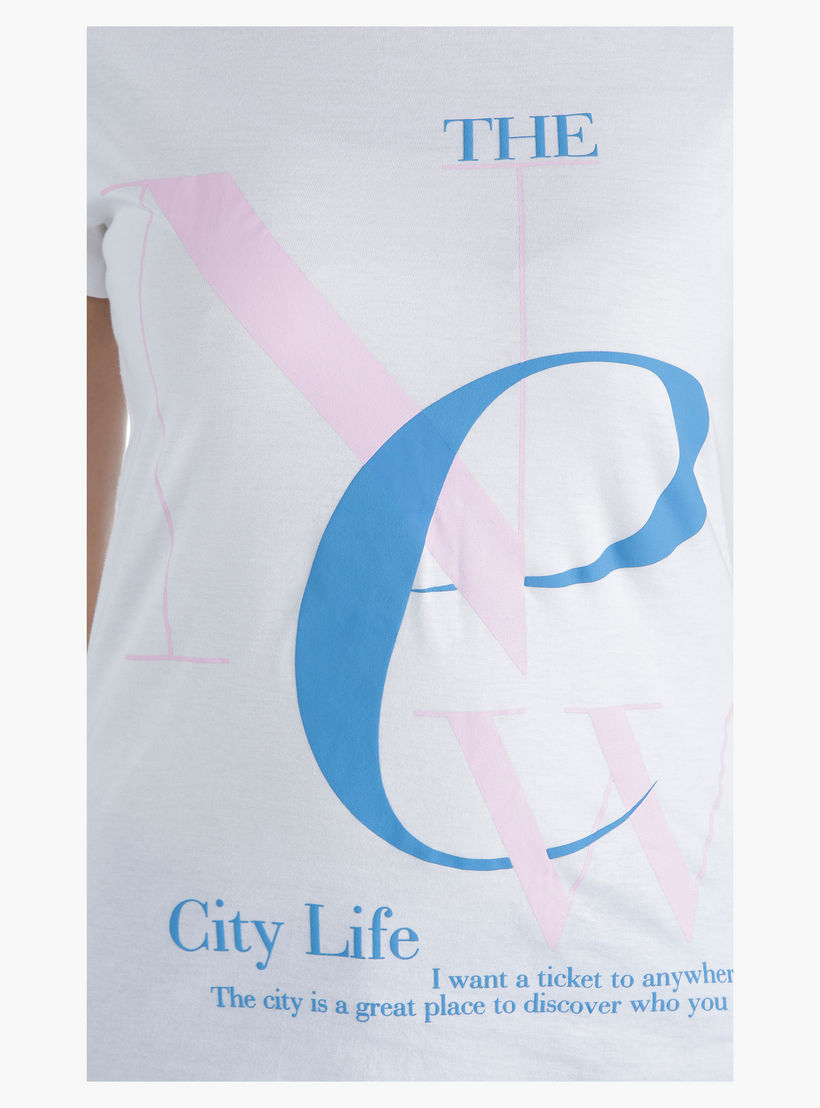 Printed Cotton T-Shirt with Round Neck and Short Sleeves in Regular Fit-women-clothing-tshirts-image-4