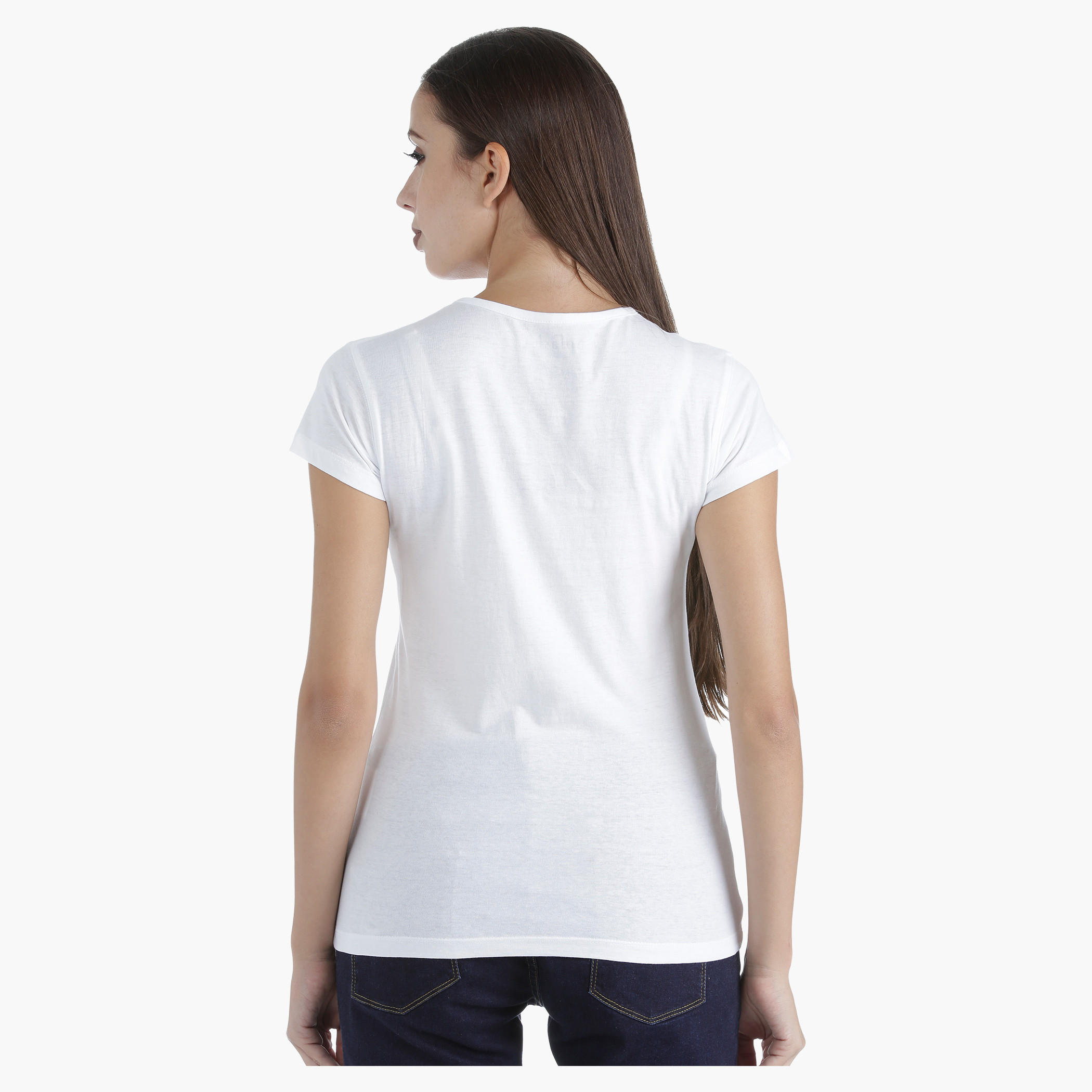 Printed Cotton T-Shirt with Round Neck and Short Sleeves in Regular Fit-women-clothing-tshirts-image-2