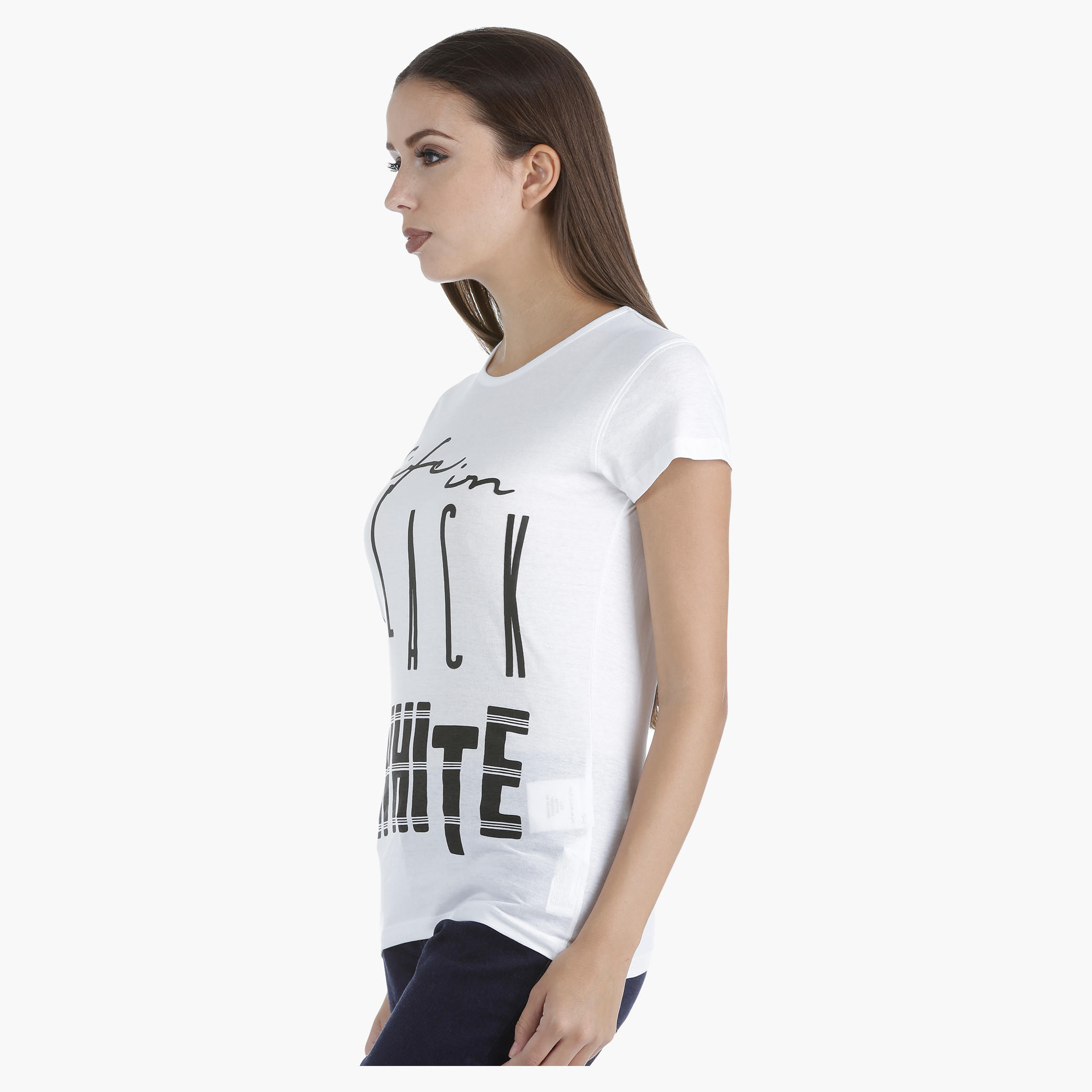 Printed Cotton T-Shirt with Round Neck and Short Sleeves in Regular Fit-women-clothing-tshirts-image-3
