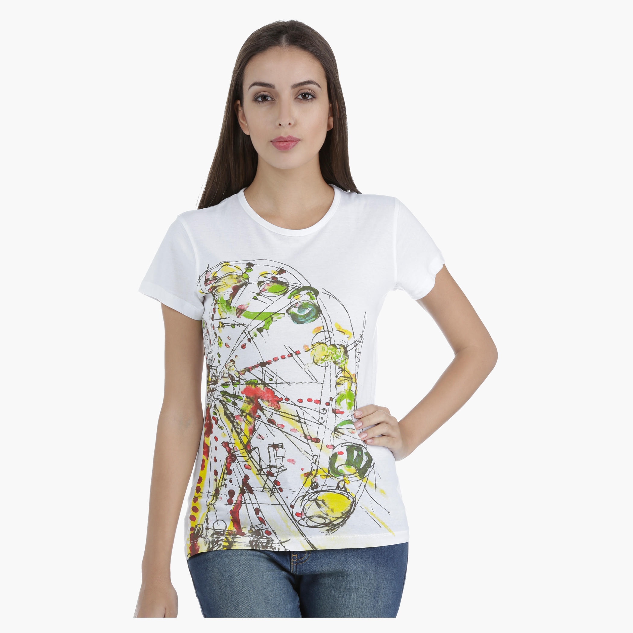 T-Shirt with Screen Print and Short Sleeves in Regular Fit-women-clothing-tshirts-image-1
