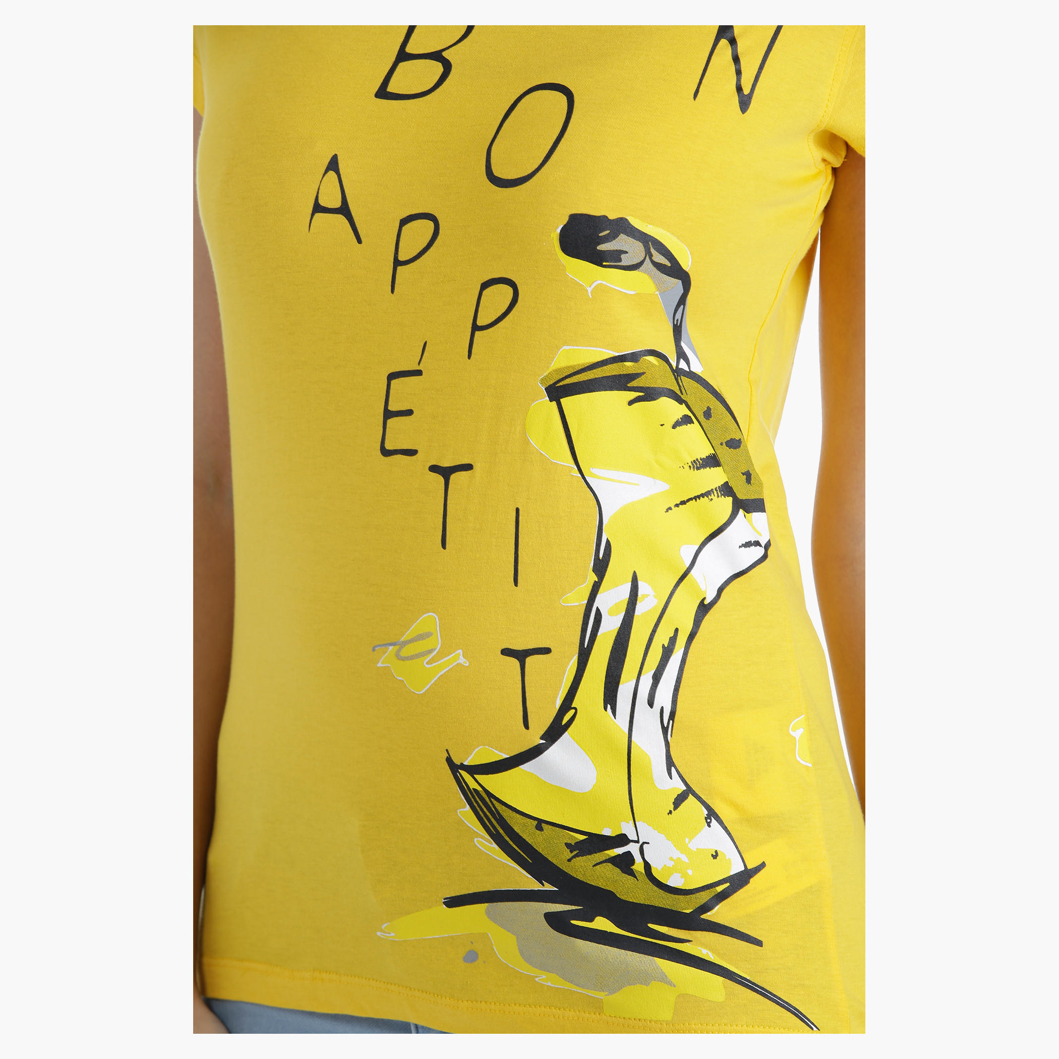 Printed Cotton T-Shirt with Round Neck and Short Sleeves in Regular Fit-women-clothing-tshirts-image-4