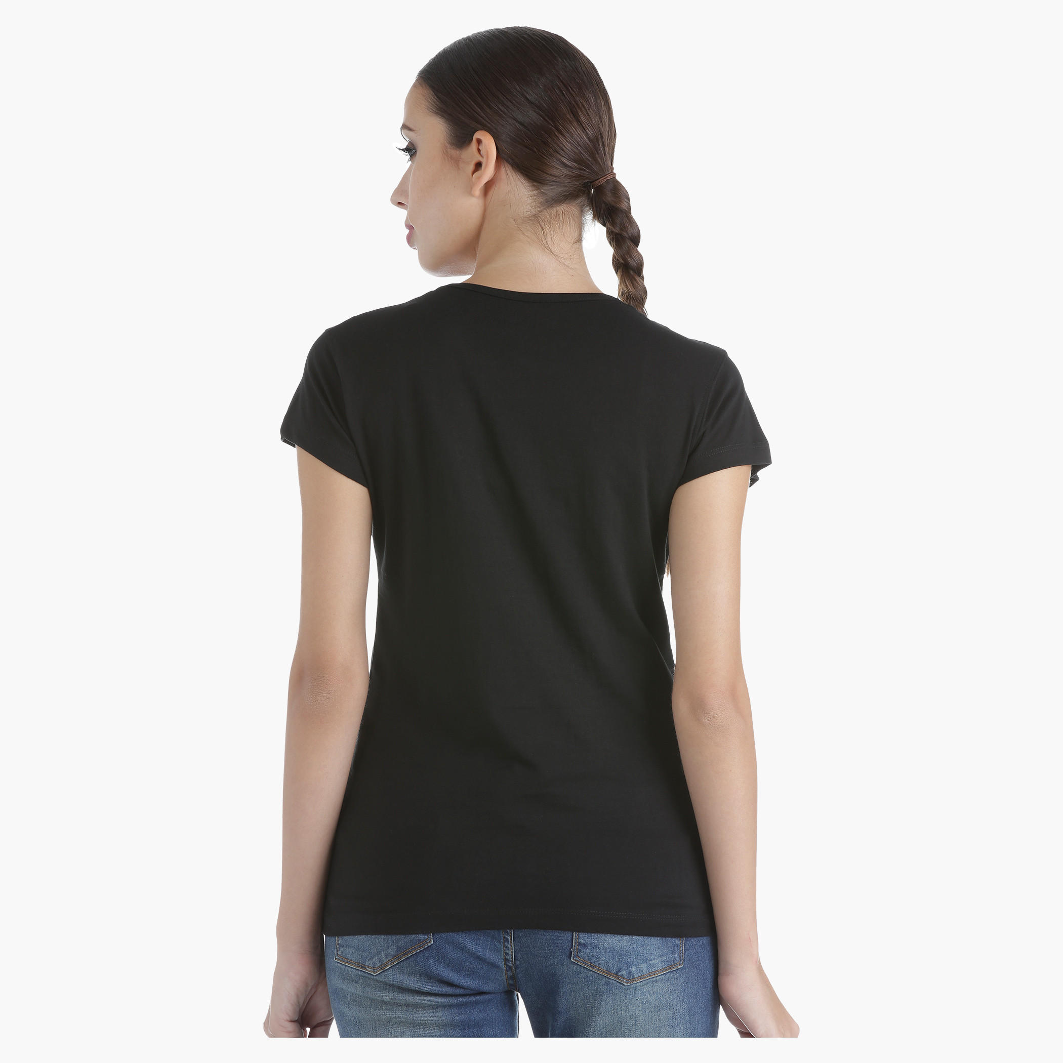 Printed Cotton T-Shirt with Round Neck and Short Sleeves in Regular Fit-women-clothing-tshirts-image-2