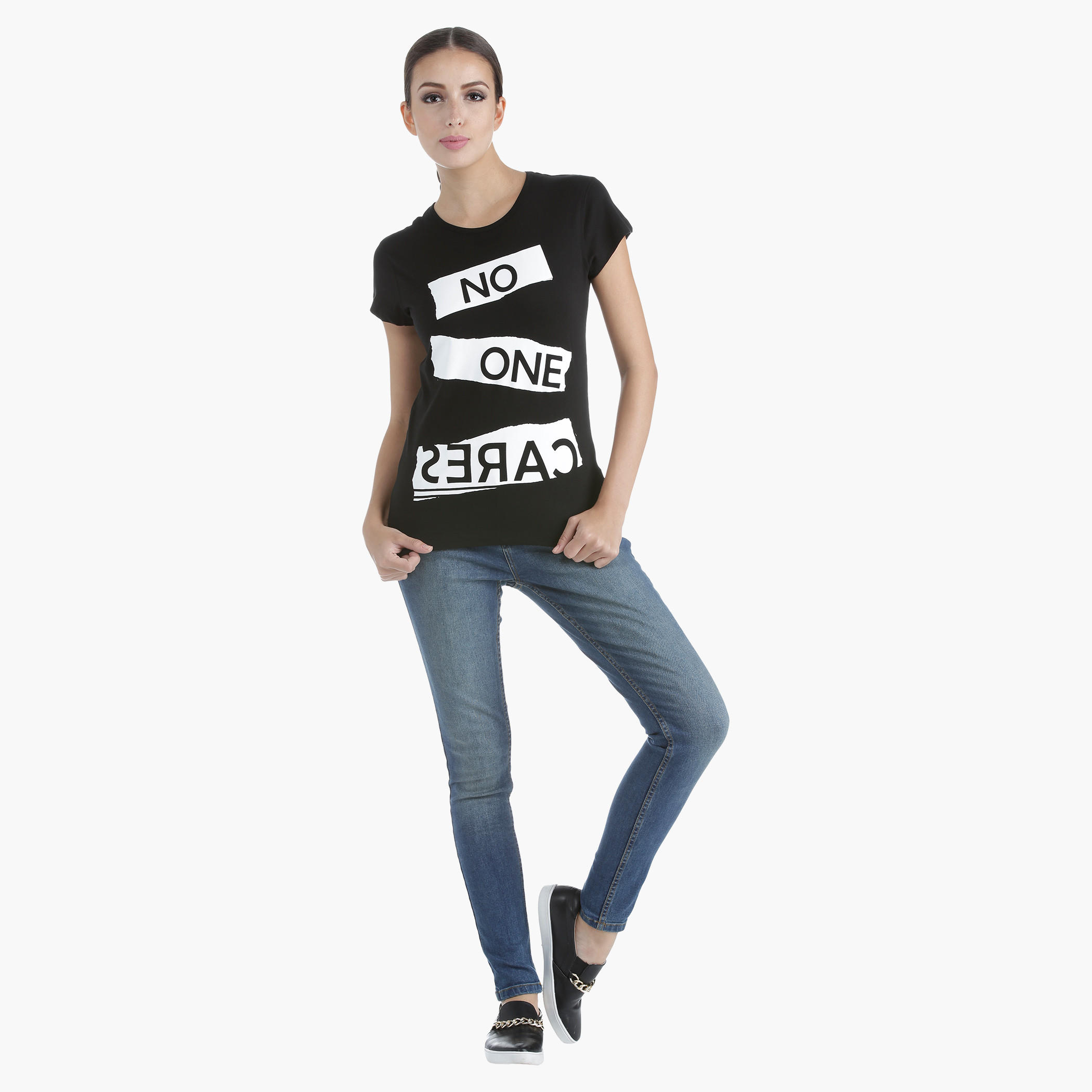Printed Cotton T-Shirt with Round Neck and Short Sleeves in Regular Fit-women-clothing-tshirts-image-5