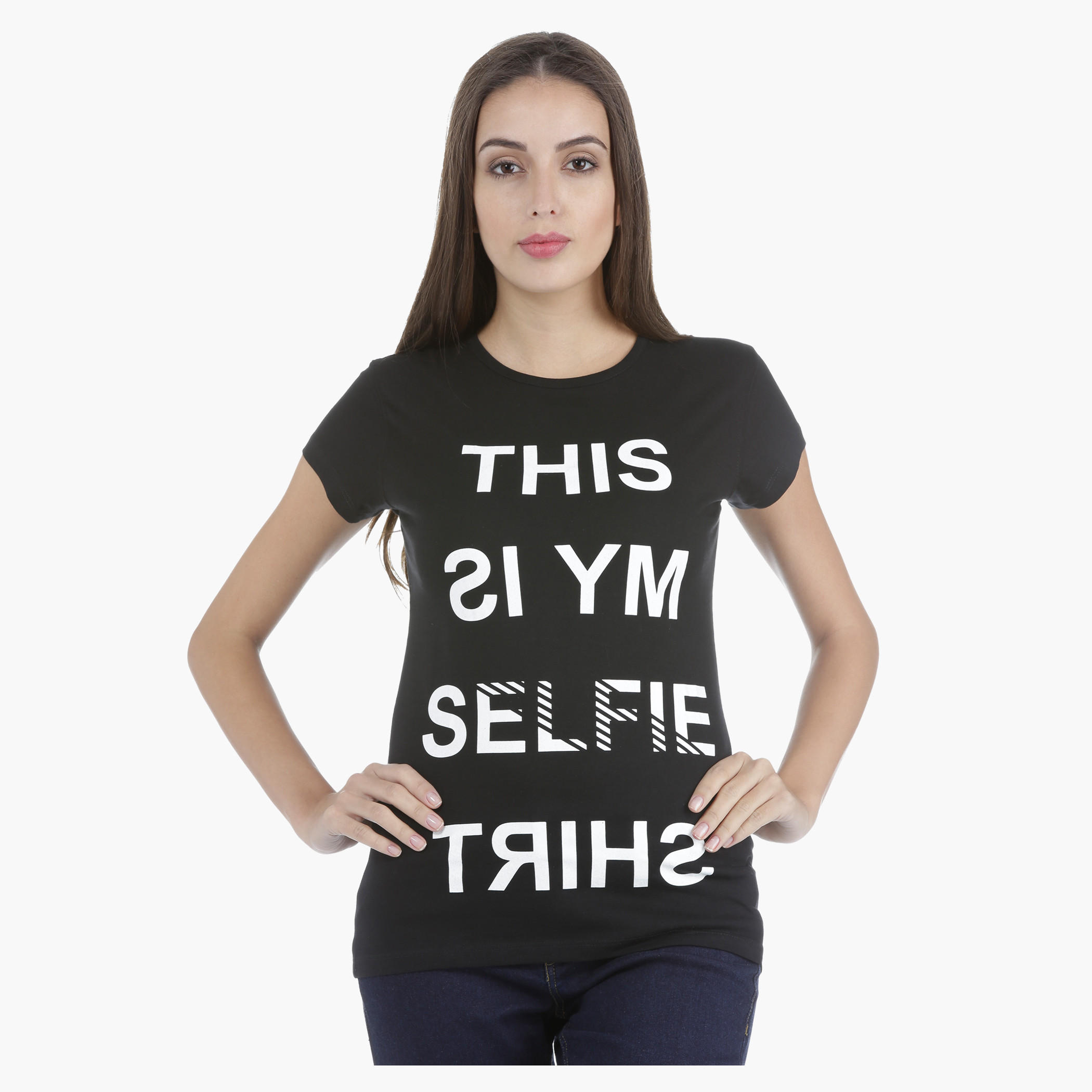 T-Shirt with Screen Print and Short Sleeves in Regular Fit-women-clothing-tshirts-image-5