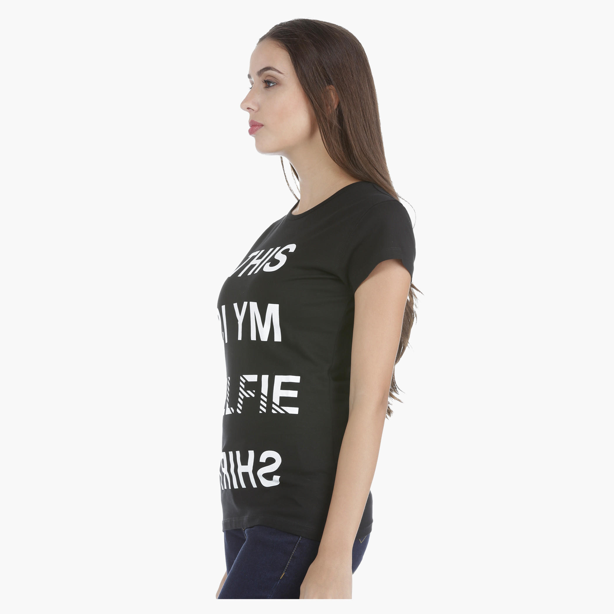 T-Shirt with Screen Print and Short Sleeves in Regular Fit-women-clothing-tshirts-image-3