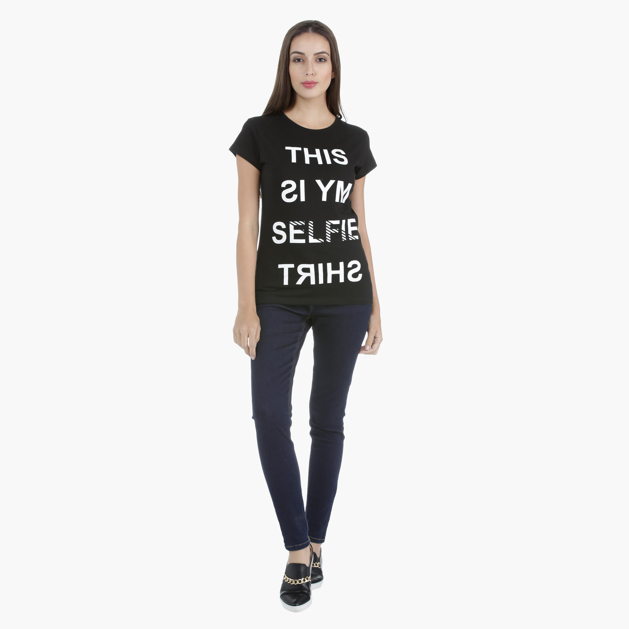 T-Shirt with Screen Print and Short Sleeves in Regular Fit-women-clothing-tshirts-image-1
