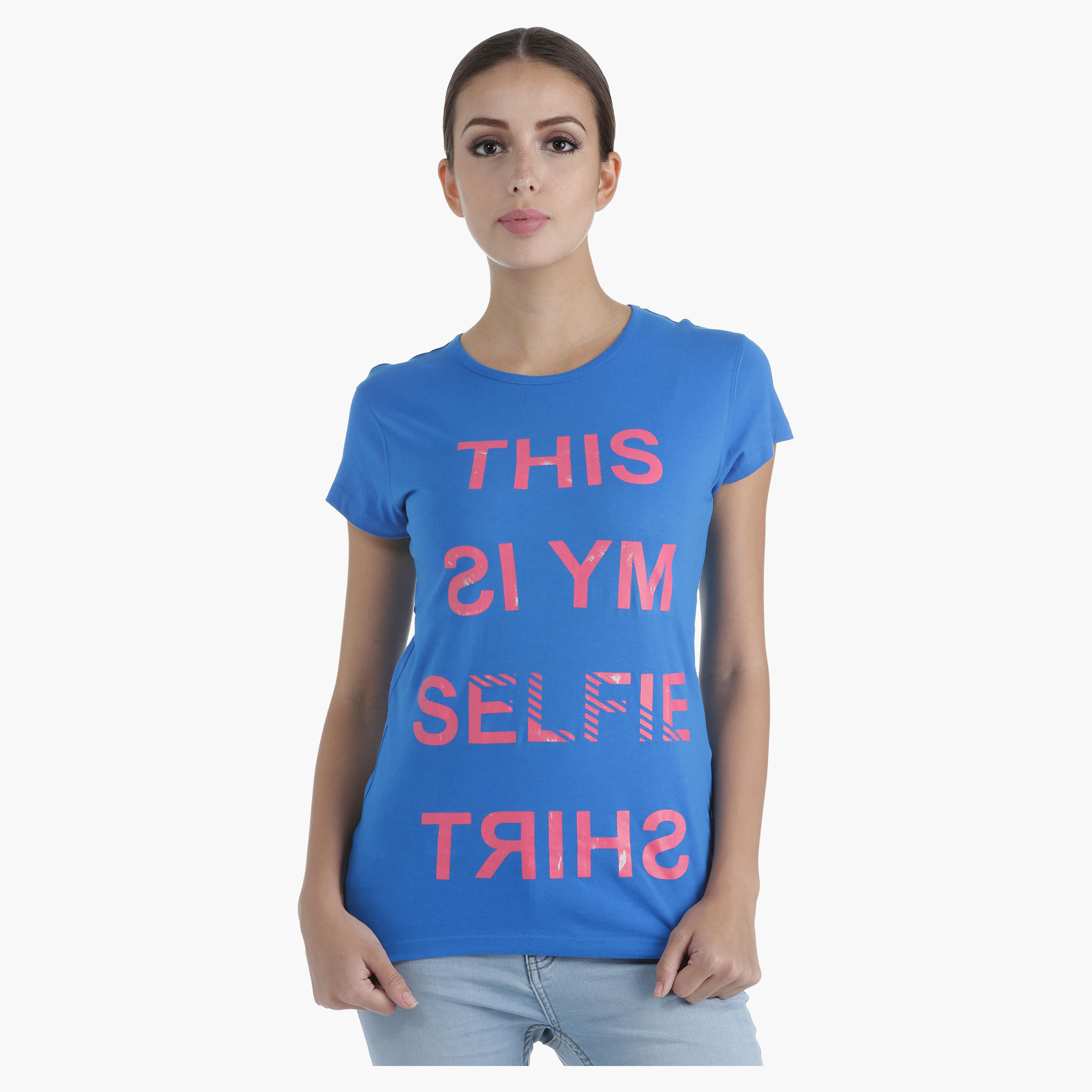 Printed Cotton T-Shirt with Round Neck in Regular Fit-women-clothing-tshirts-image-5