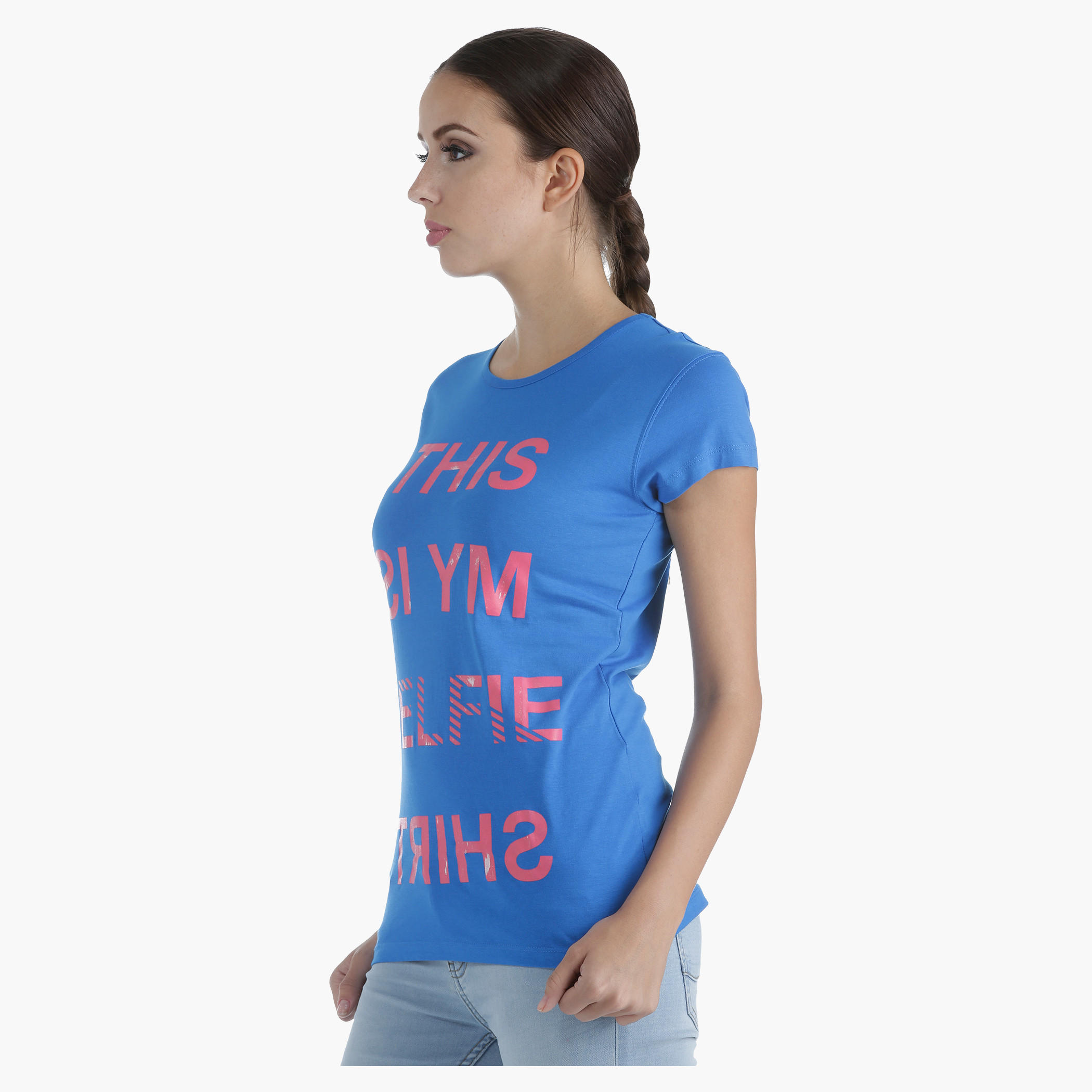Printed Cotton T-Shirt with Round Neck in Regular Fit-women-clothing-tshirts-image-3