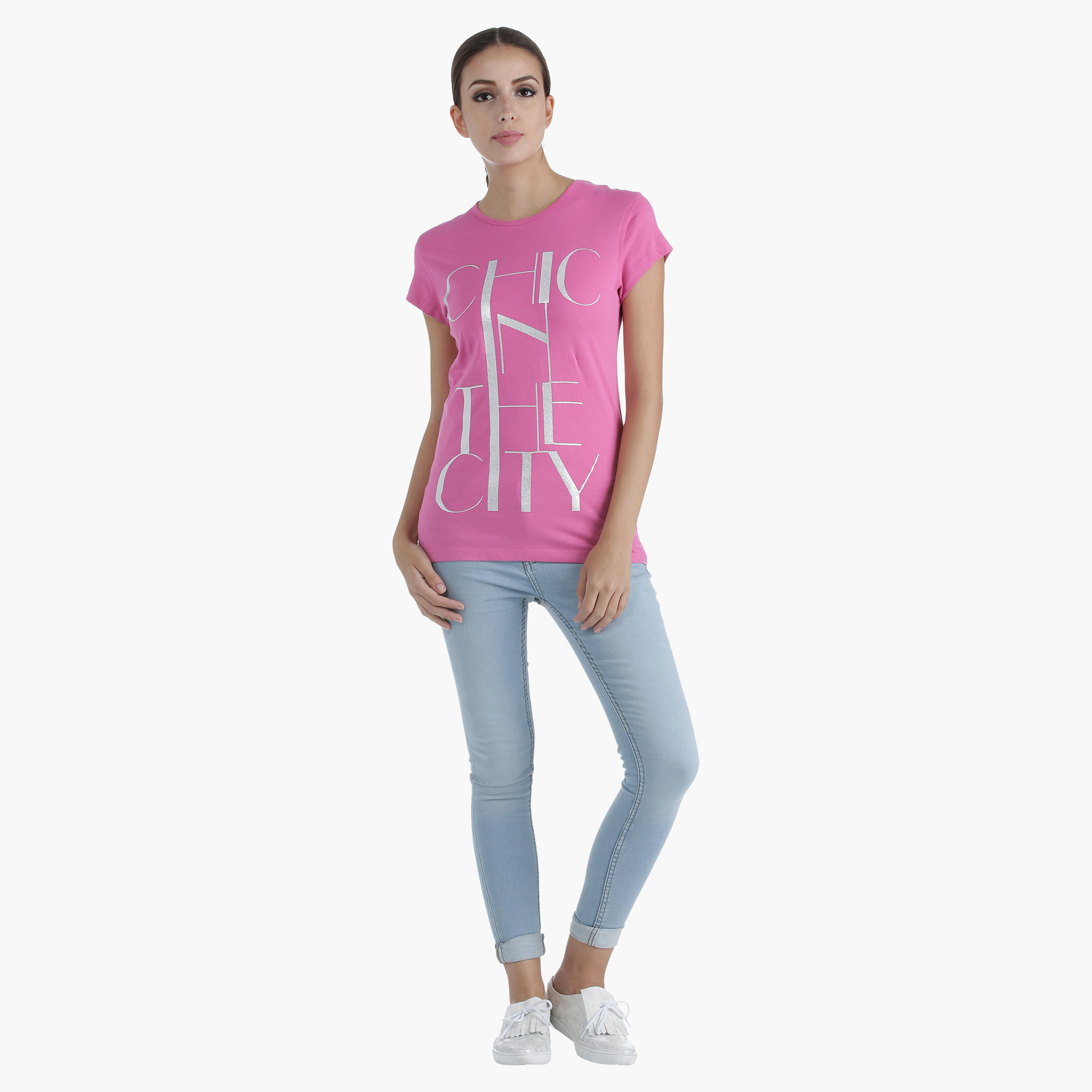 Printed Cotton T-Shirt with Round Neck in Regular Fit-women-clothing-tshirts-image-5