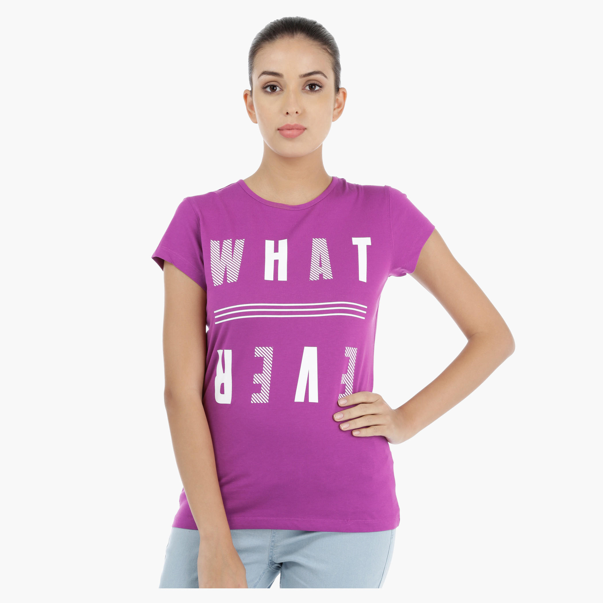 Printed T-Shirt with Short Sleeves-women-clothing-tshirts-image-1