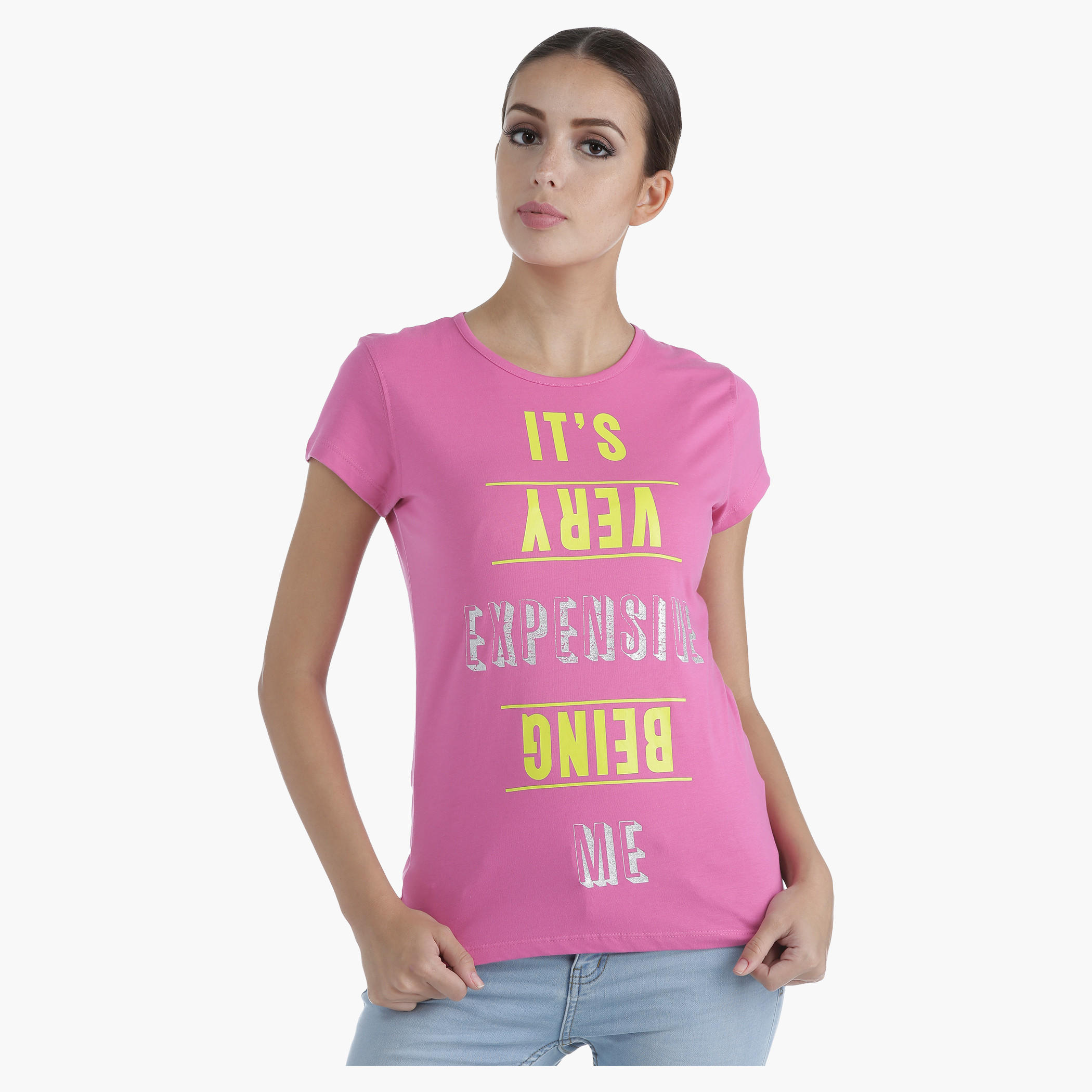 Printed Cotton T-Shirt in Regular Fit-women-clothing-tshirts-image-5