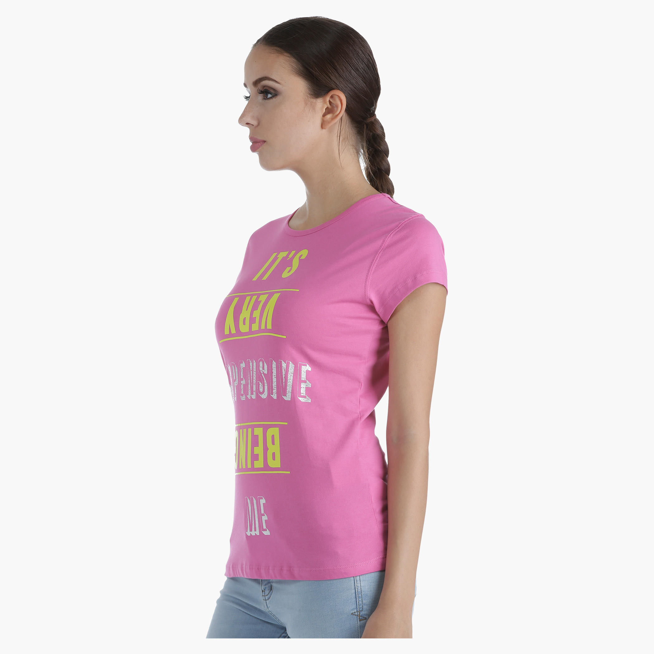 Printed Cotton T-Shirt in Regular Fit-women-clothing-tshirts-image-3